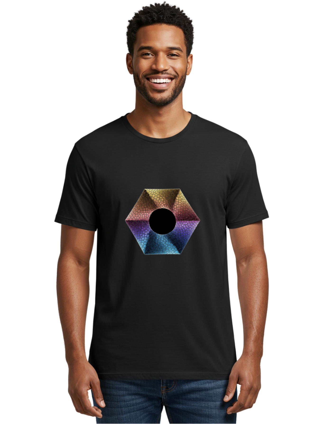 Hexagonal-Shape Men'S Graphic Tee, 100% Cotton, Comfortable Casual Summer Wear, Machine Washable, Vintage Camera, Old Camera, Antique Camera, Black Camera, Classic Photography, Photography Equipment, Nostalgic Device, Film Camera, Camera Art Bag592