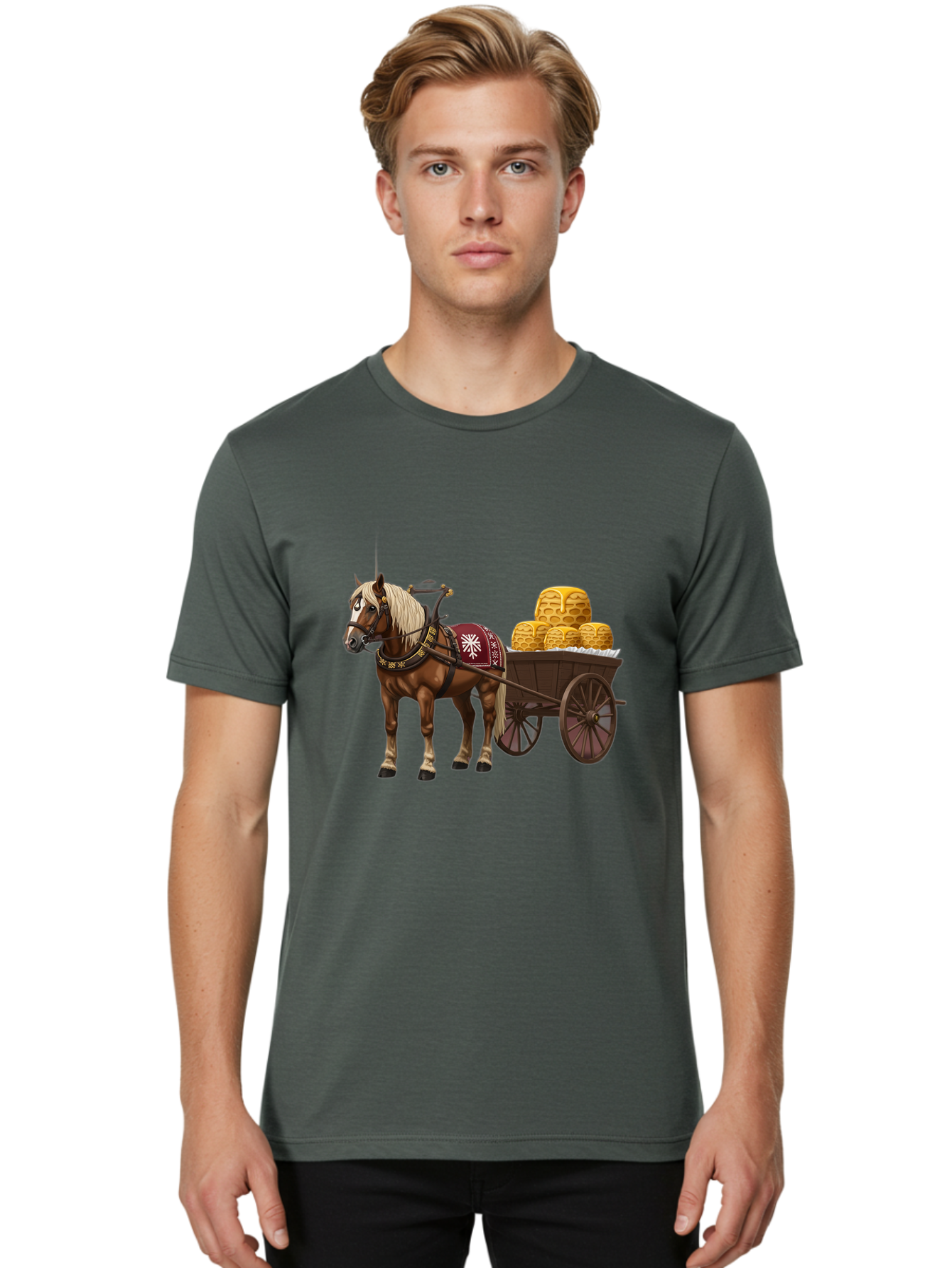 Horse-Drawn-Wagon Men'S Graphic Tee, 100% Cotton, Comfortable Casual Summer Wear, Machine Washable, Vintage Camera, Old Camera, Antique Camera, Black Camera, Classic Photography, Photography Equipment, Nostalgic Device, Film Camera, Camera Art Bag595