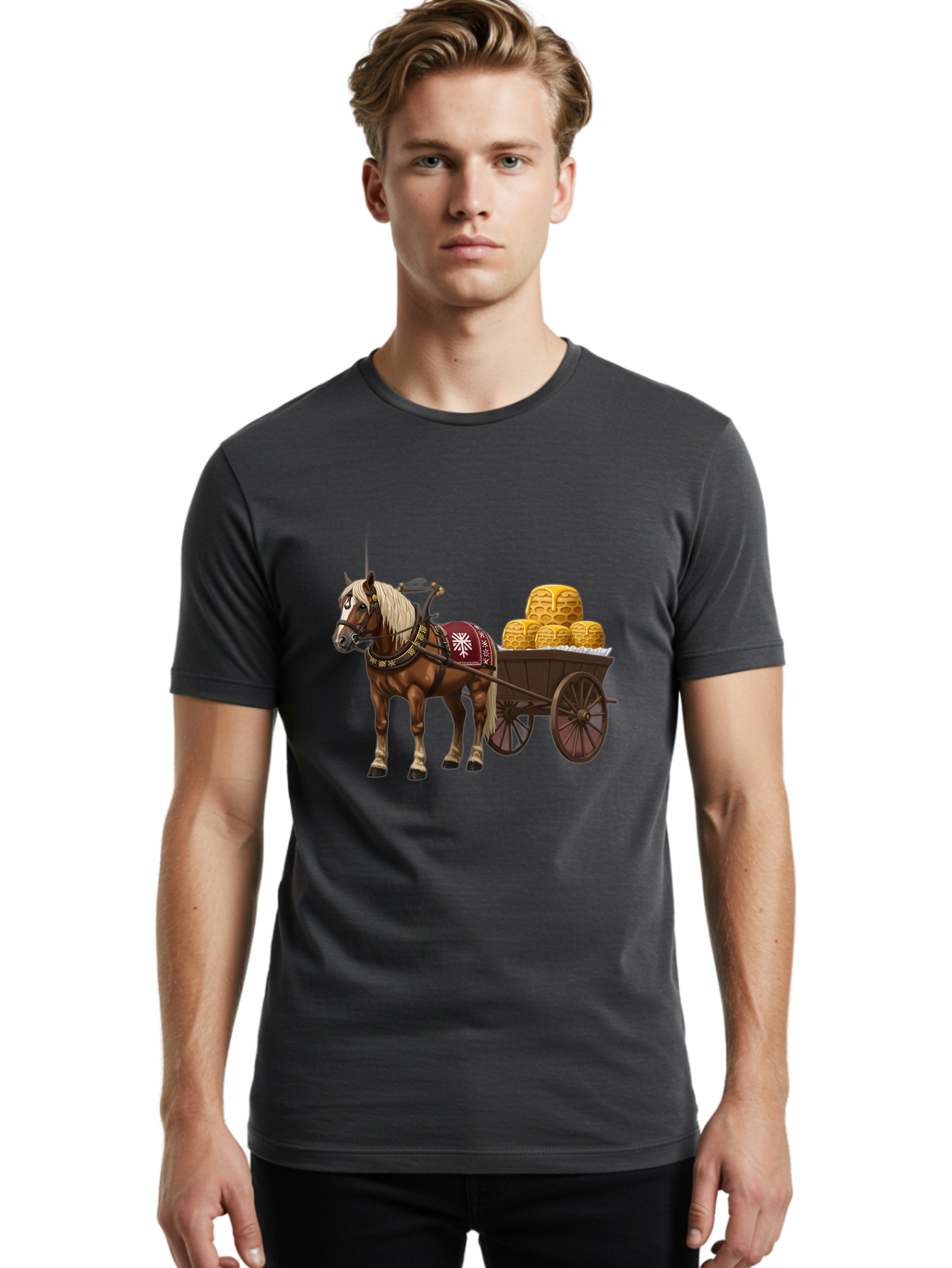 Horse-Drawn-Wagon Men'S Graphic Tee, 100% Cotton, Comfortable Casual Summer Wear, Machine Washable, Vintage Camera, Old Camera, Antique Camera, Black Camera, Classic Photography, Photography Equipment, Nostalgic Device, Film Camera, Camera Art Bag595