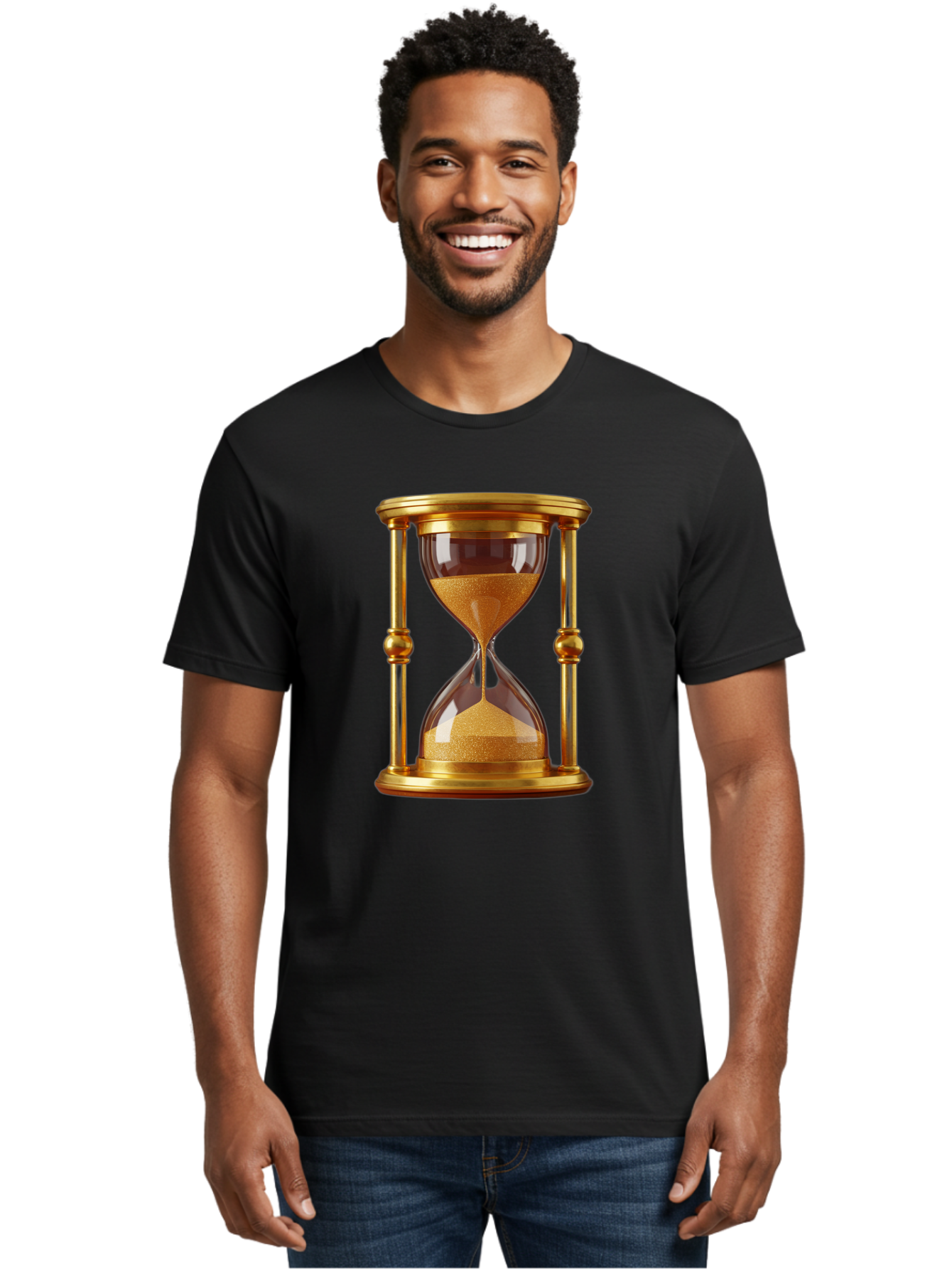 Hourglass Men'S Graphic Tee, 100% Cotton, Comfortable Casual Summer Wear, Machine Washable, Vintage Camera, Old Camera, Antique Camera, Black Camera, Classic Photography, Photography Equipment, Nostalgic Device, Film Camera, Camera Art Bag598