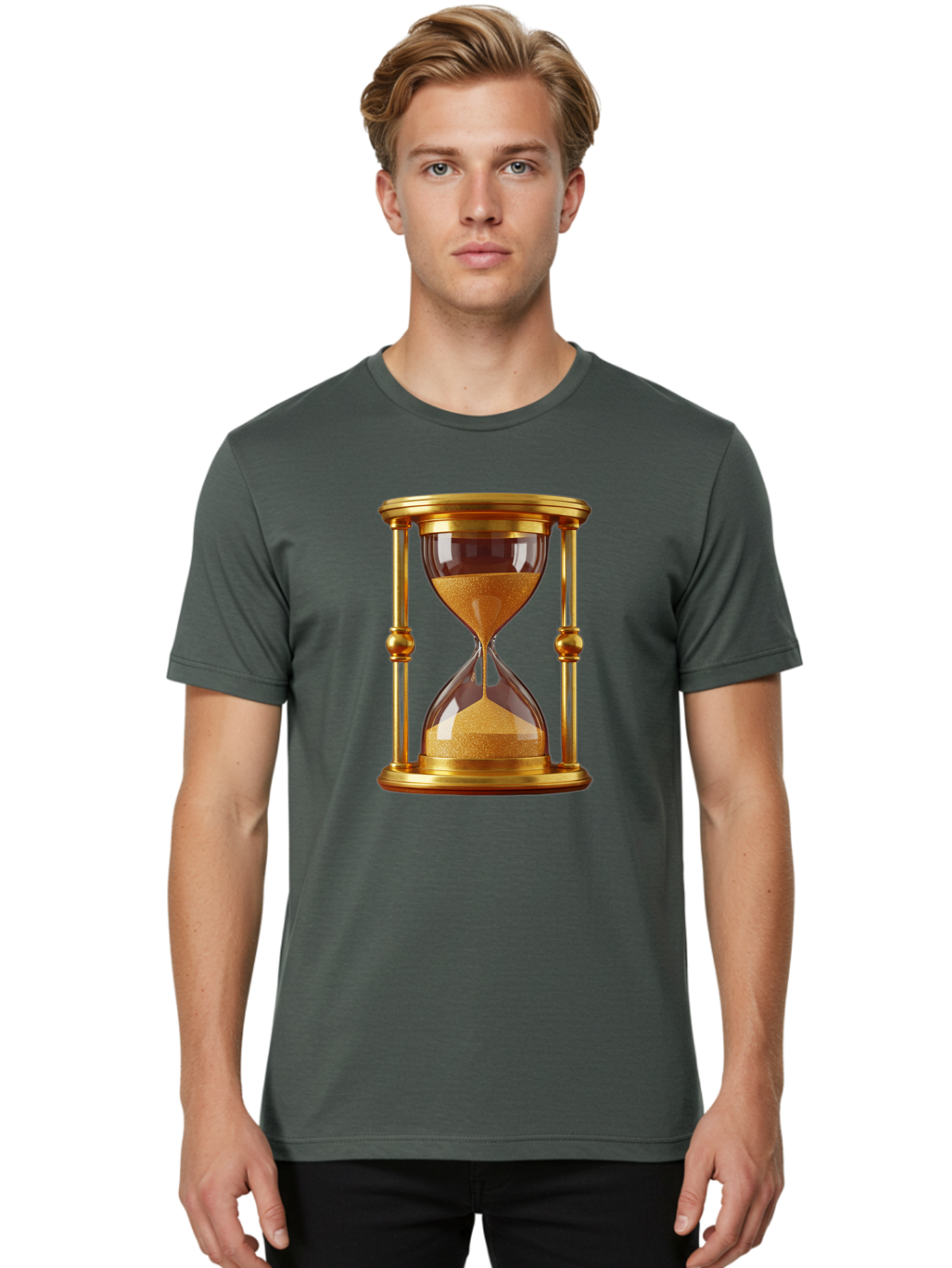 Hourglass Men'S Graphic Tee, 100% Cotton, Comfortable Casual Summer Wear, Machine Washable, Vintage Camera, Old Camera, Antique Camera, Black Camera, Classic Photography, Photography Equipment, Nostalgic Device, Film Camera, Camera Art Bag598