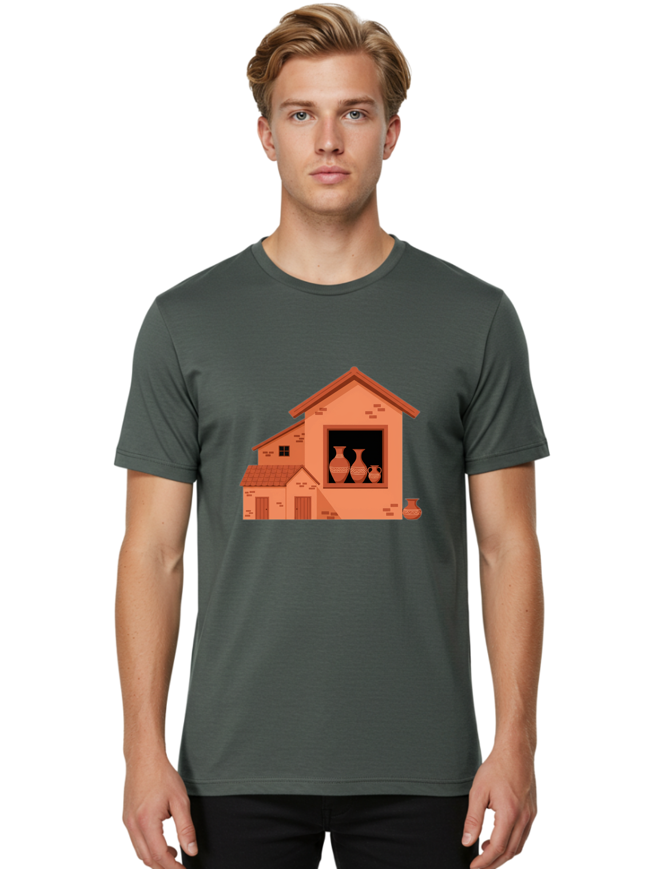 House-With-Vases Men'S Graphic Tee, 100% Cotton, Comfortable Casual Summer Wear, Machine Washable, Vintage Camera, Old Camera, Antique Camera, Black Camera, Classic Photography, Photography Equipment, Nostalgic Device, Film Camera, Camera Art Bag599