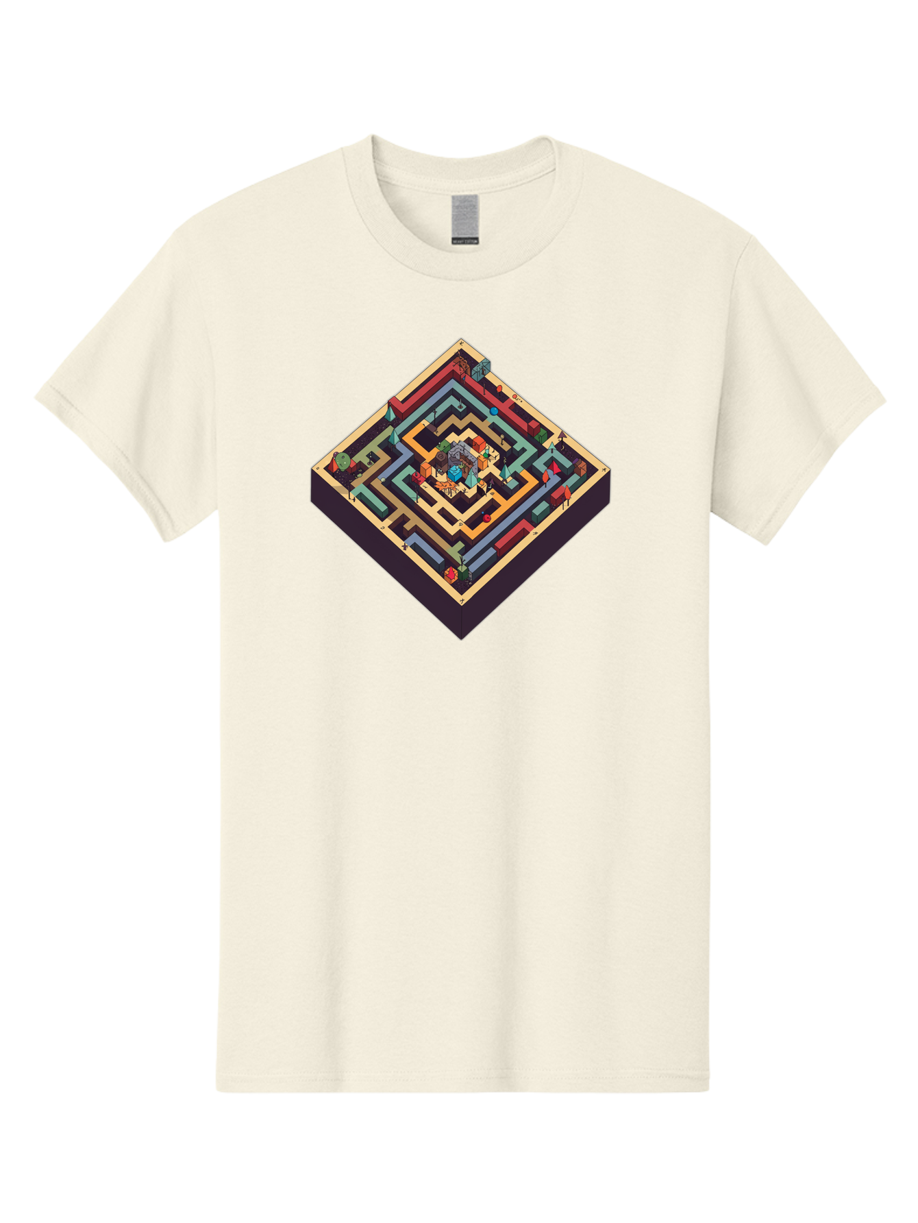 Isometric-Labyrinth Men'S Graphic Tee, 100% Cotton, Comfortable Casual Summer Wear, Machine Washable, Vintage Camera, Old Camera, Antique Camera, Black Camera, Classic Photography, Photography Equipment, Nostalgic Device, Film Camera, Bag620