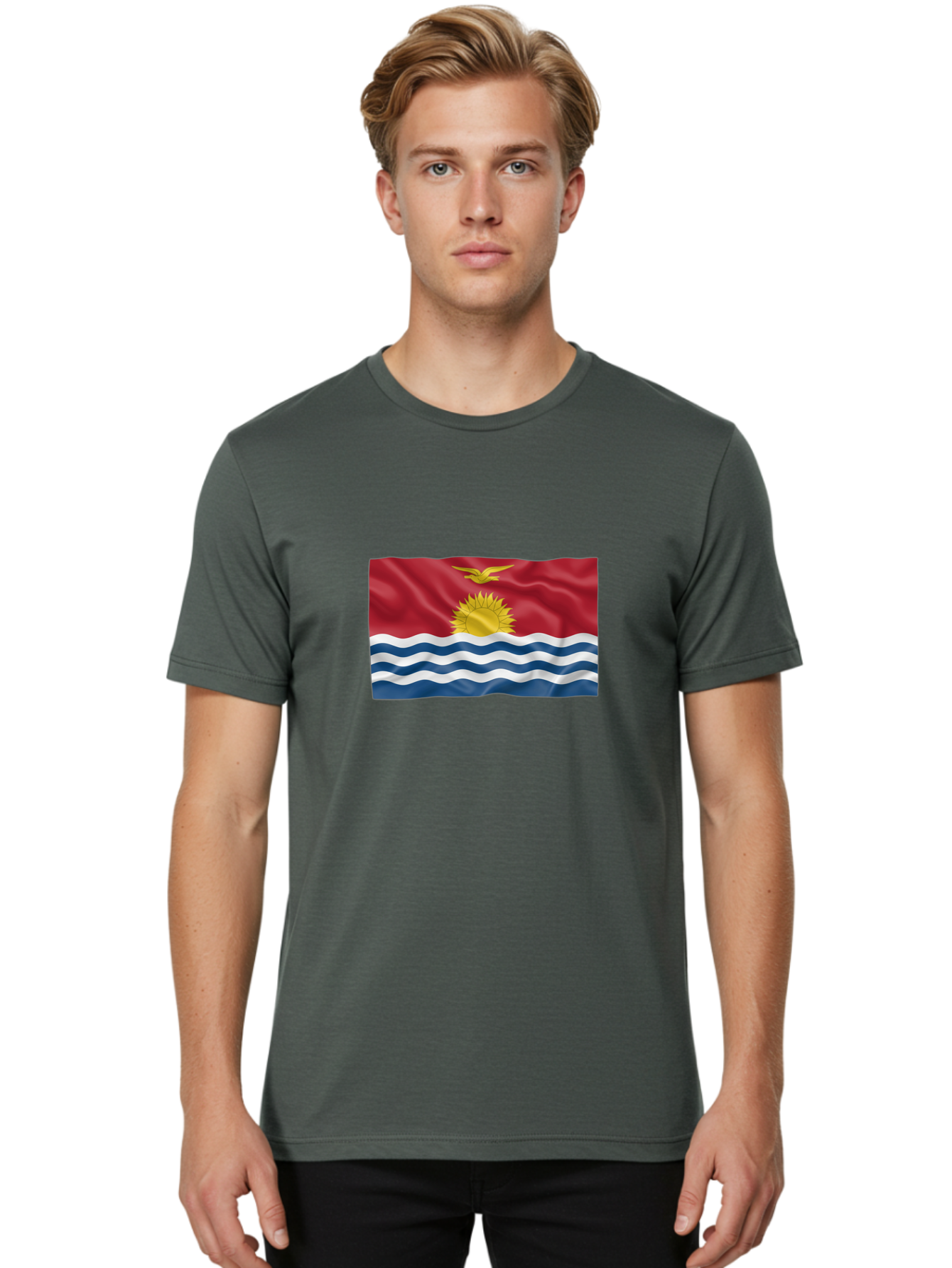 Kiribati-Flag-2 Men'S Graphic Tee, 100% Cotton, Comfortable Casual Summer Wear, Machine Washable, Vintage Camera, Old Camera, Antique Camera, Black Camera, Classic Photography, Photography Equipment, Nostalgic Device, Film Camera, Camera Art Bag644