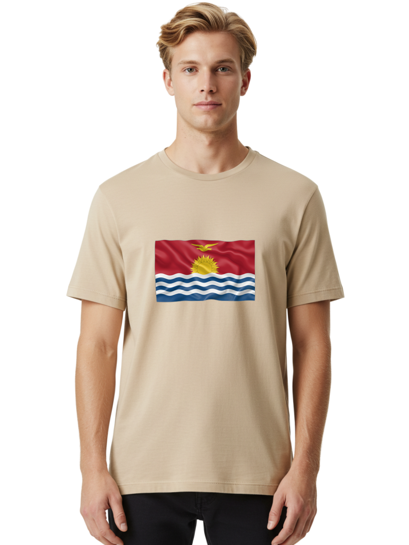 Kiribati-Flag-2 Men'S Graphic Tee, 100% Cotton, Comfortable Casual Summer Wear, Machine Washable, Vintage Camera, Old Camera, Antique Camera, Black Camera, Classic Photography, Photography Equipment, Nostalgic Device, Film Camera, Camera Art Bag644