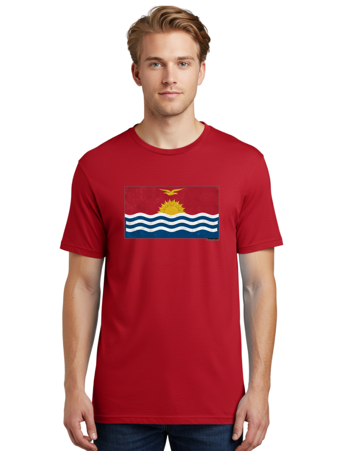 Kiribati-Flag-7 Men'S Graphic Tee, 100% Cotton, Comfortable Casual Summer Wear, Machine Washable, Vintage Camera, Old Camera, Antique Camera, Black Camera, Classic Photography, Photography Equipment, Nostalgic Device, Film Camera, Camera Art Bag649