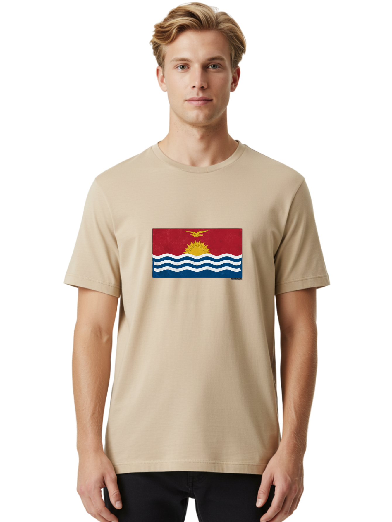 Kiribati-Flag-7 Men'S Graphic Tee, 100% Cotton, Comfortable Casual Summer Wear, Machine Washable, Vintage Camera, Old Camera, Antique Camera, Black Camera, Classic Photography, Photography Equipment, Nostalgic Device, Film Camera, Camera Art Bag649