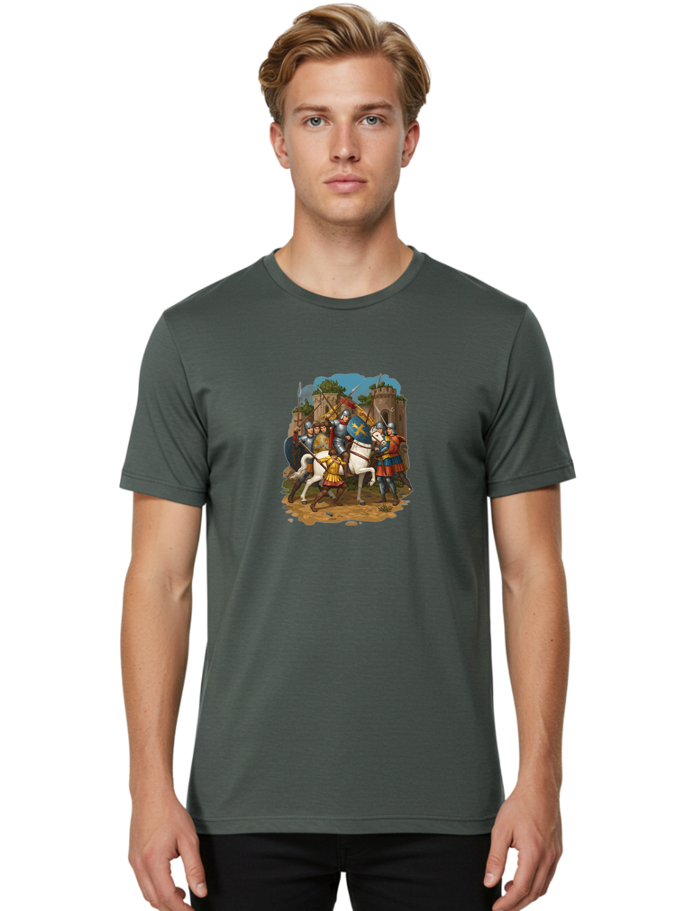 Knights-On-Horseback Men'S Graphic Tee, 100% Cotton, Comfortable Casual Summer Wear, Machine Washable, Vintage Camera, Old Camera, Antique Camera, Black Camera, Classic Photography, Photography Equipment, Nostalgic Device, Film Camera, Bag657
