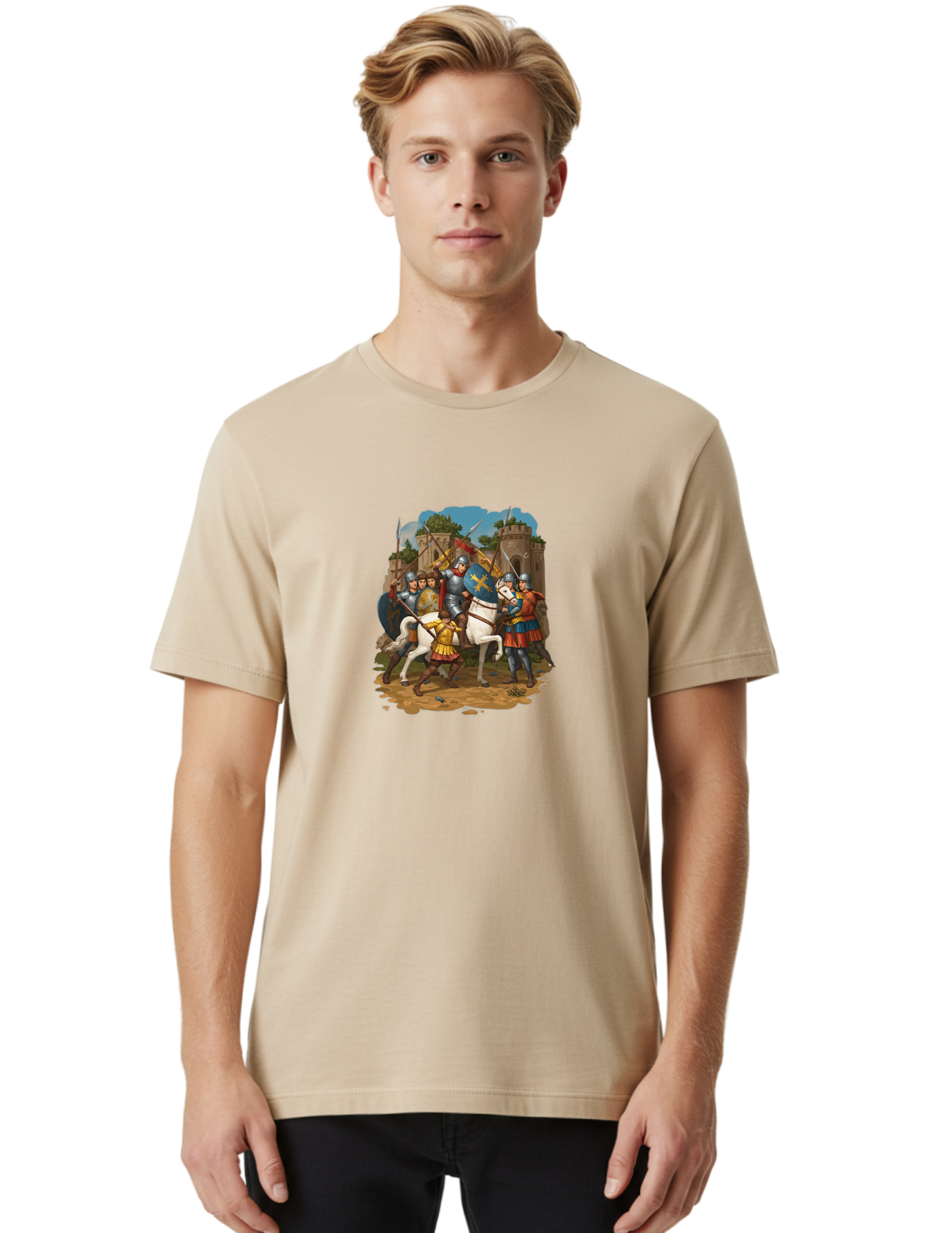 Knights-On-Horseback Men'S Graphic Tee, 100% Cotton, Comfortable Casual Summer Wear, Machine Washable, Vintage Camera, Old Camera, Antique Camera, Black Camera, Classic Photography, Photography Equipment, Nostalgic Device, Film Camera, Bag657