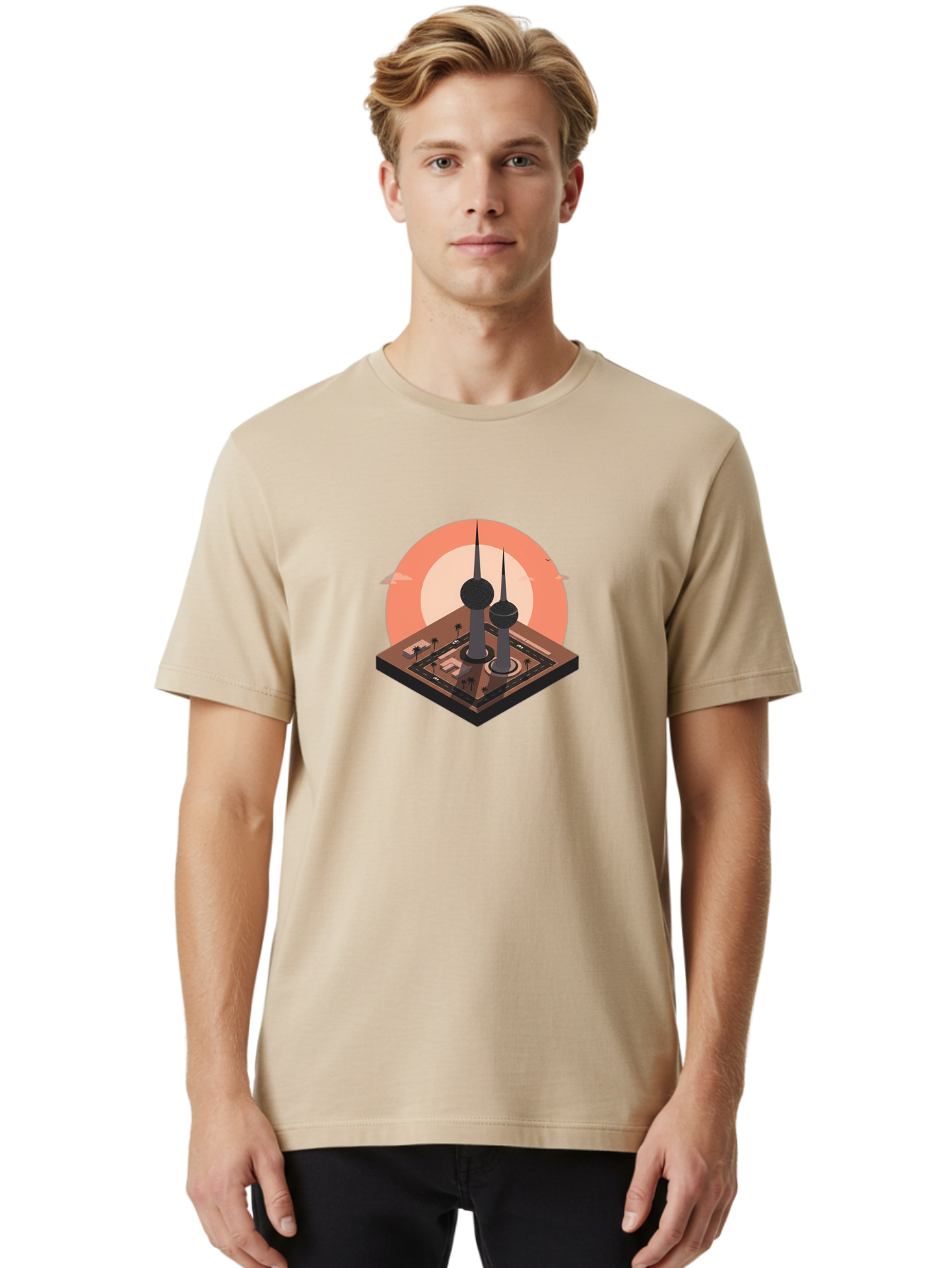 Kuwait-Towers-2 Men'S Graphic Tee, 100% Cotton, Comfortable Casual Summer Wear, Machine Washable, Vintage Camera, Old Camera, Antique Camera, Black Camera, Classic Photography, Photography Equipment, Nostalgic Device, Film Camera, Camera Art Bag669