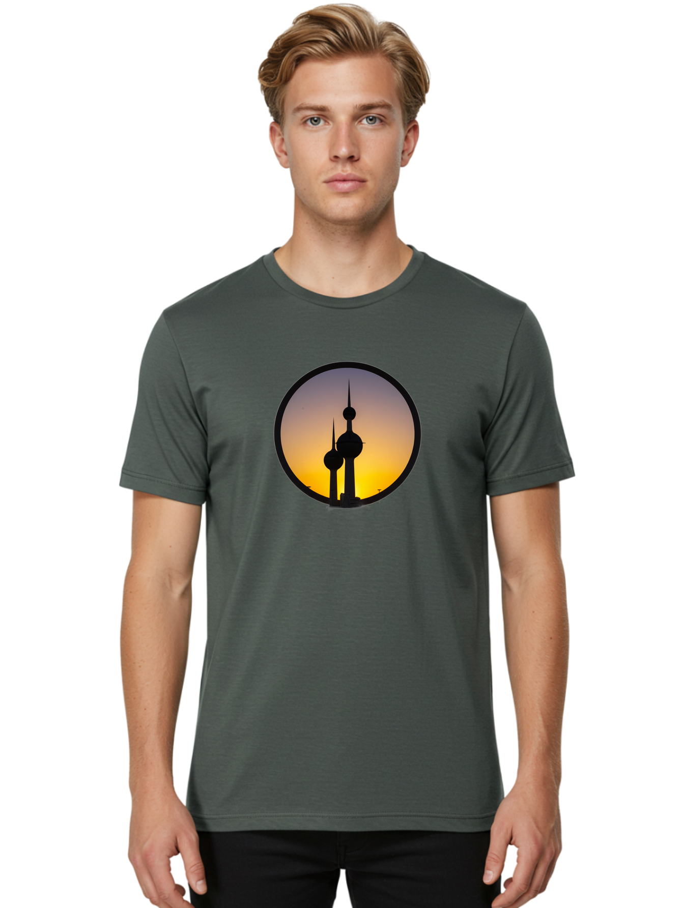 Kuwait-Towers-4 Men'S Graphic Tee, 100% Cotton, Comfortable Casual Summer Wear, Machine Washable, Vintage Camera, Old Camera, Antique Camera, Black Camera, Classic Photography, Photography Equipment, Nostalgic Device, Film Camera, Camera Art Bag671