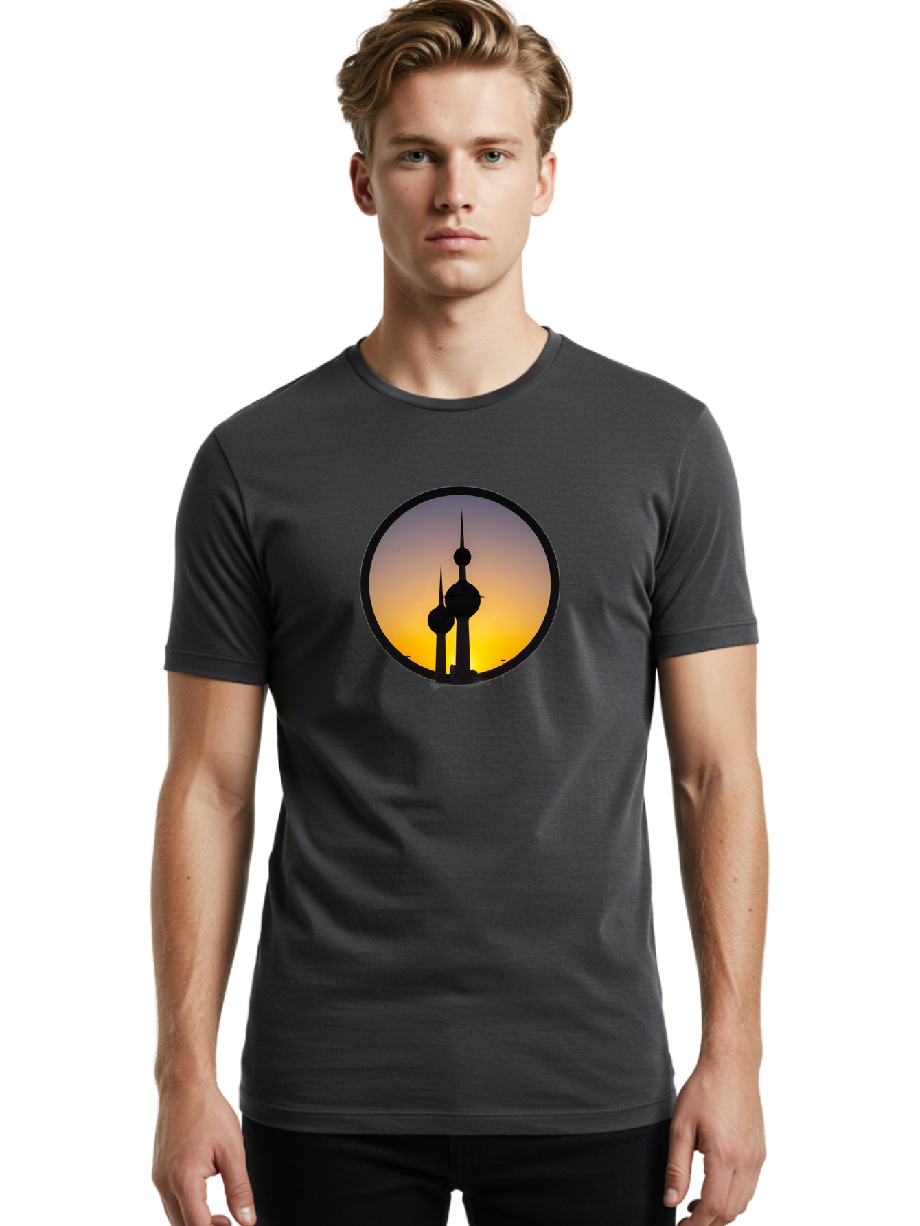 Kuwait-Towers-4 Men'S Graphic Tee, 100% Cotton, Comfortable Casual Summer Wear, Machine Washable, Vintage Camera, Old Camera, Antique Camera, Black Camera, Classic Photography, Photography Equipment, Nostalgic Device, Film Camera, Camera Art Bag671
