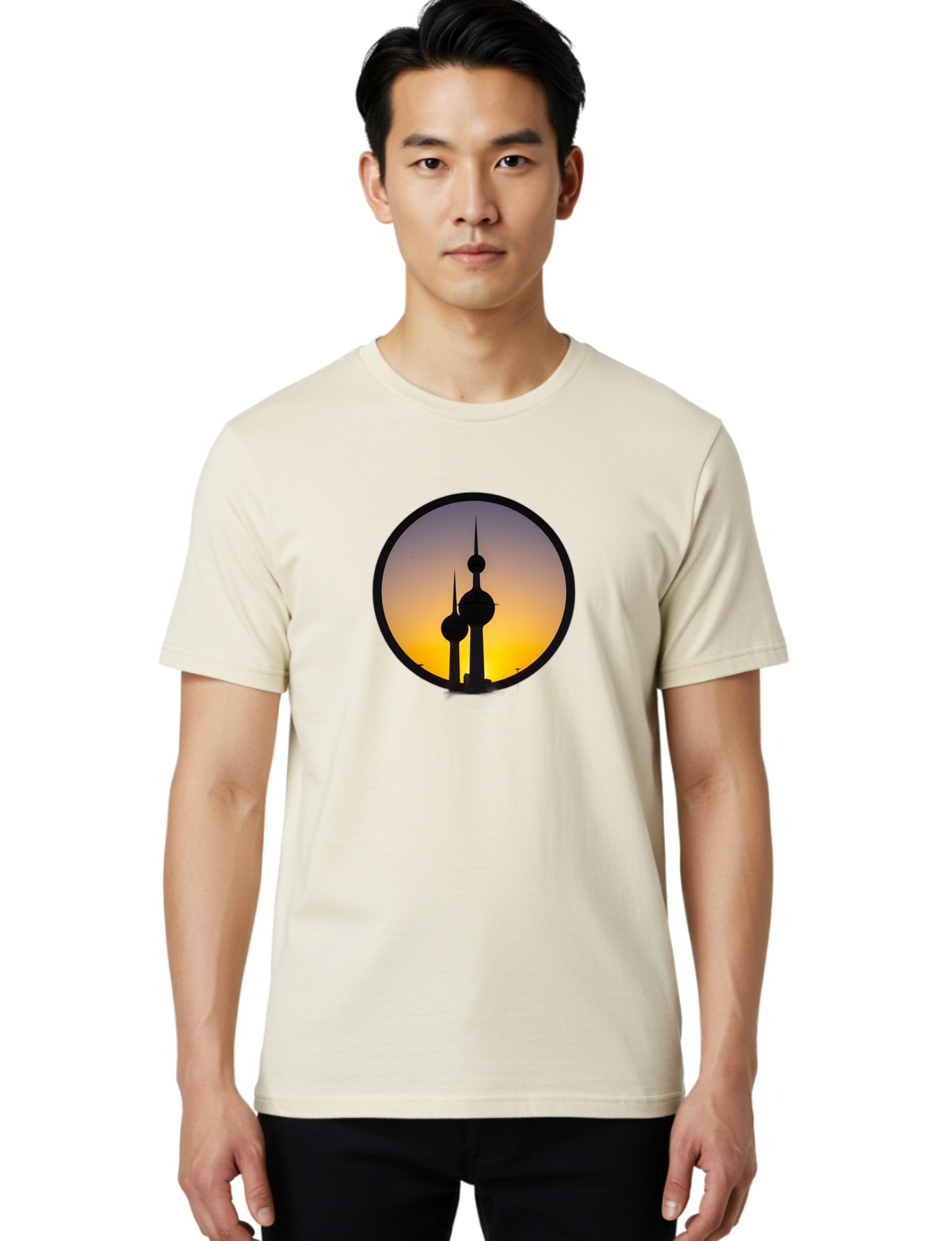 Kuwait-Towers-4 Men'S Graphic Tee, 100% Cotton, Comfortable Casual Summer Wear, Machine Washable, Vintage Camera, Old Camera, Antique Camera, Black Camera, Classic Photography, Photography Equipment, Nostalgic Device, Film Camera, Camera Art Bag671