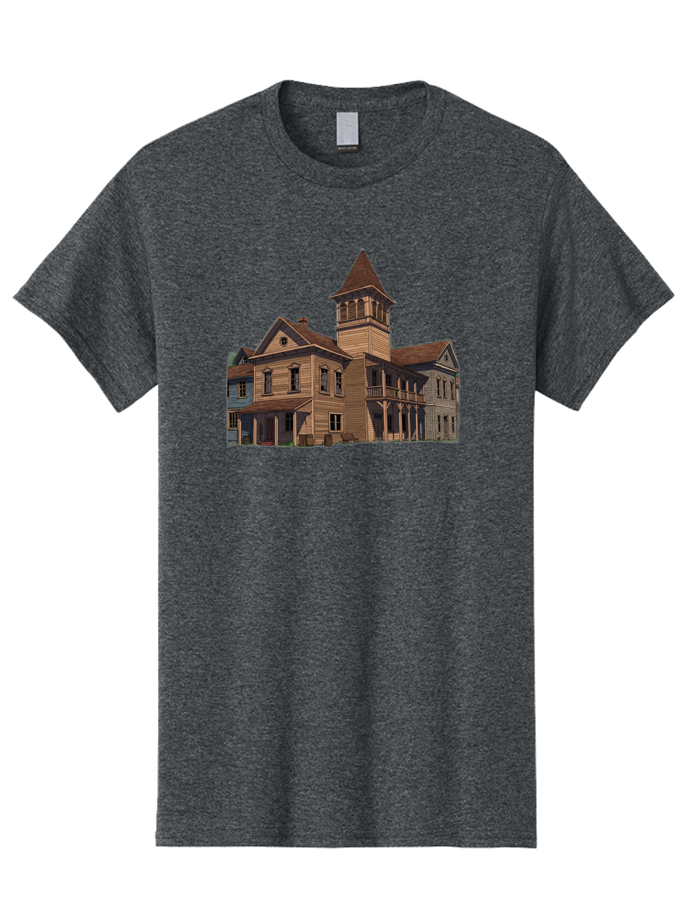 Large-Building-With-Tower Men'S Graphic Tee, 100% Cotton, Comfortable Casual Summer Wear, Machine Washable, Vintage Camera, Old Camera, Antique Camera, Black Camera, Classic Photography, Photography Equipment, Nostalgic Device, Film Camera, Bag680