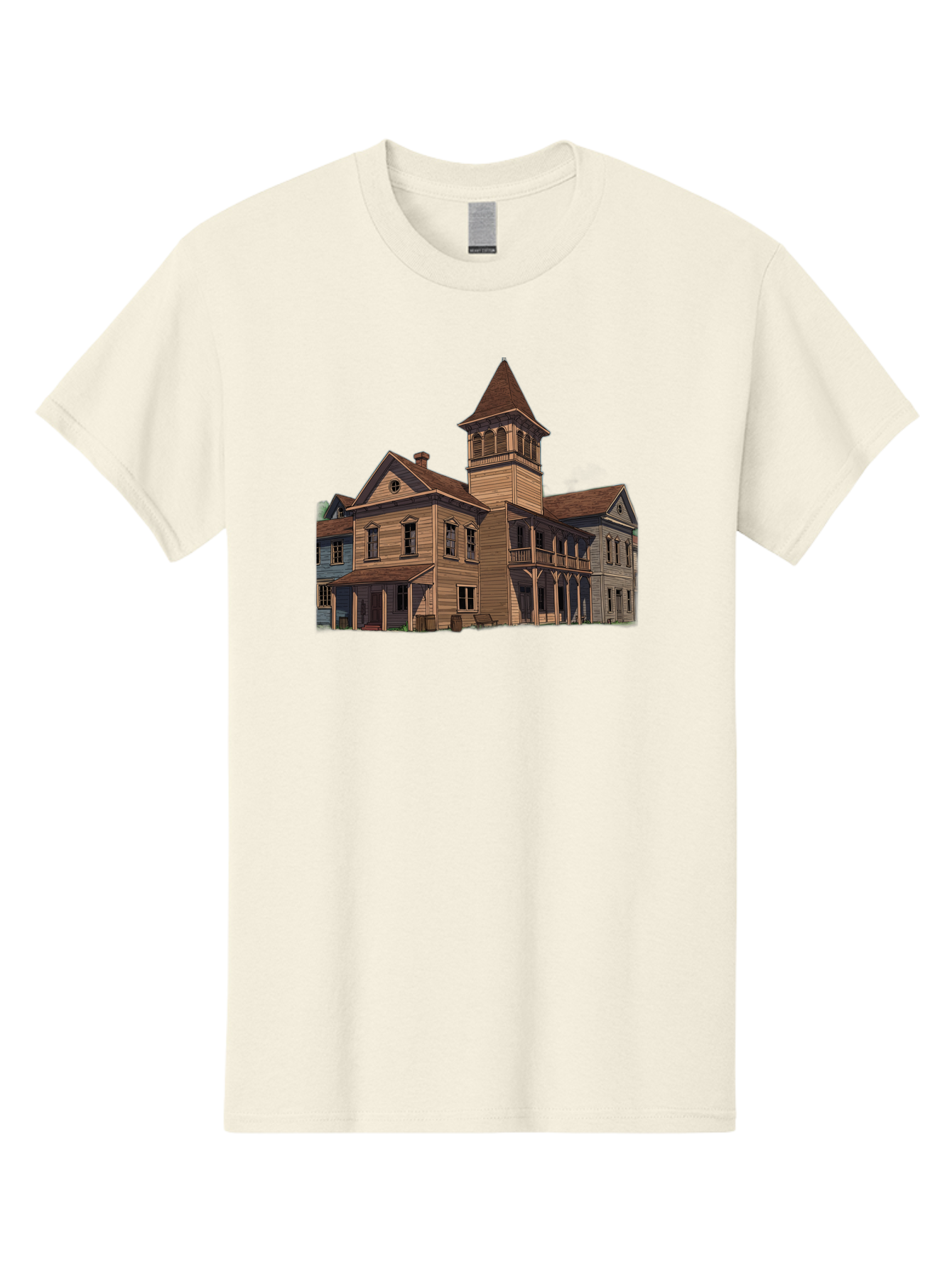 Large-Building-With-Tower Men'S Graphic Tee, 100% Cotton, Comfortable Casual Summer Wear, Machine Washable, Vintage Camera, Old Camera, Antique Camera, Black Camera, Classic Photography, Photography Equipment, Nostalgic Device, Film Camera, Bag680