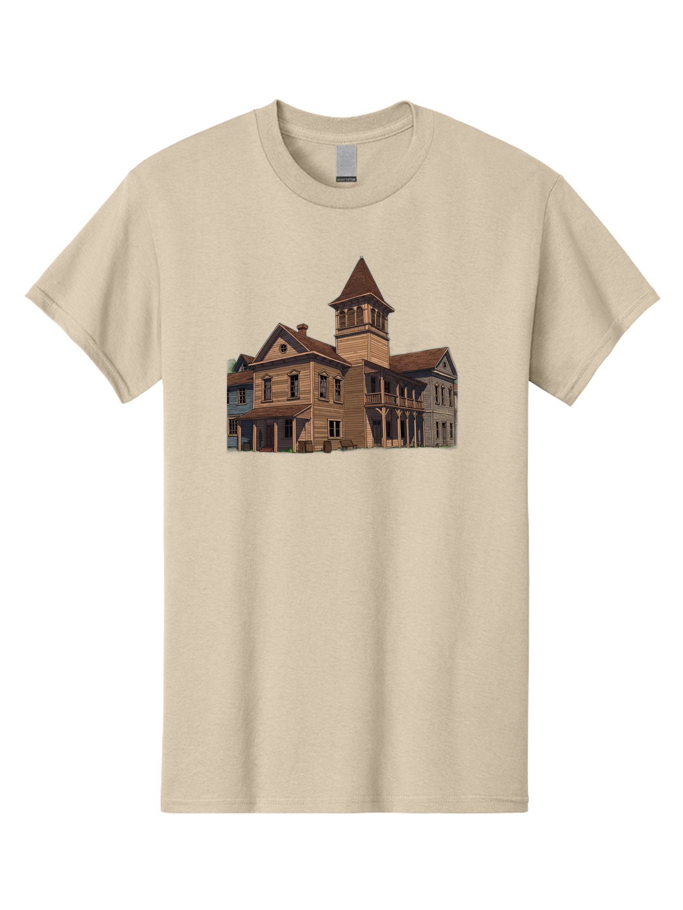 Large-Building-With-Tower Men'S Graphic Tee, 100% Cotton, Comfortable Casual Summer Wear, Machine Washable, Vintage Camera, Old Camera, Antique Camera, Black Camera, Classic Photography, Photography Equipment, Nostalgic Device, Film Camera, Bag680