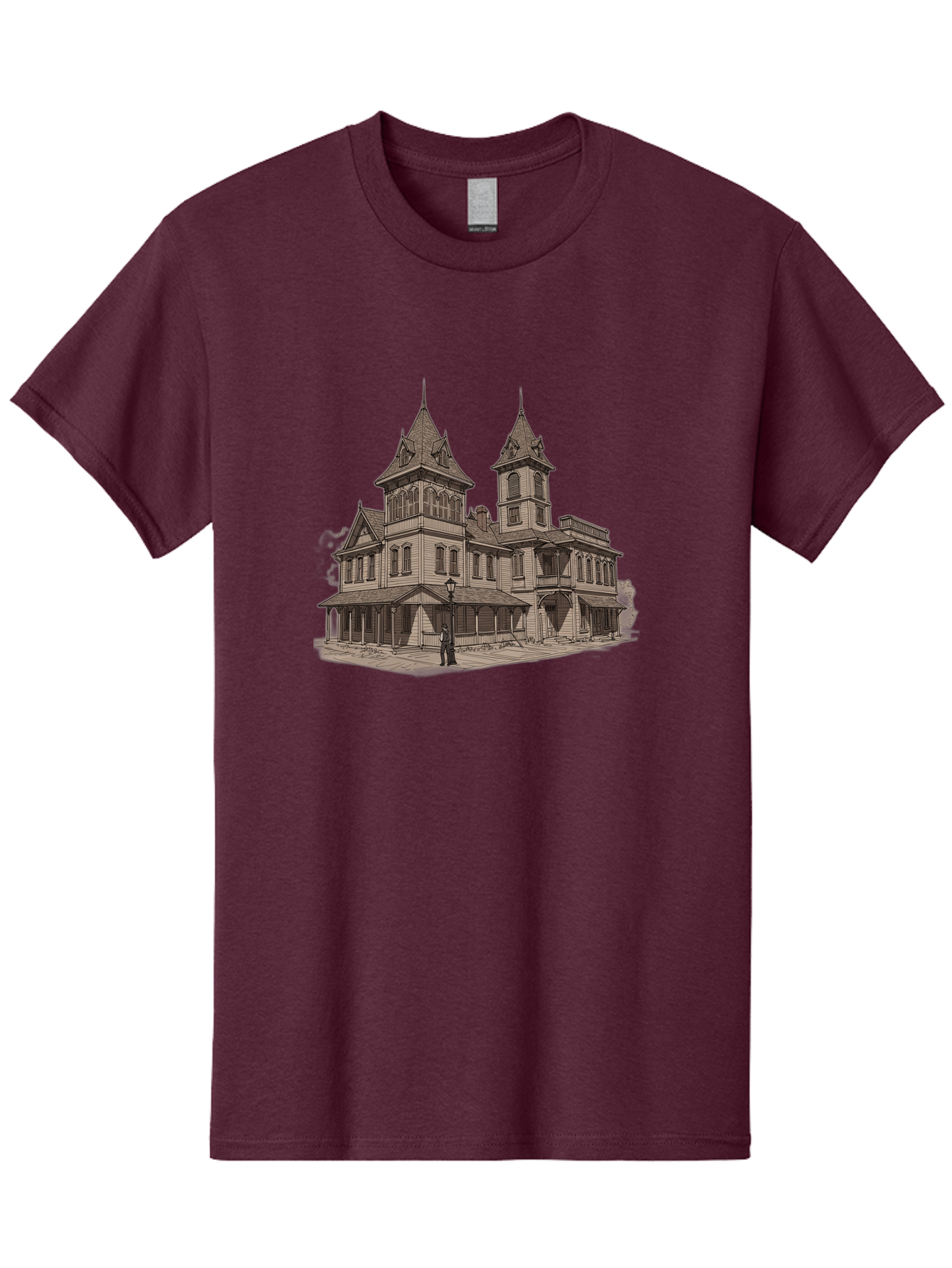 Large-Victorian-Style-Mansion Men'S Graphic Tee, 100% Cotton, Comfortable Casual Summer Wear, Machine Washable, Vintage Camera, Old Camera, Antique Camera, Black Camera, Classic Photography, Photography Equipment, Nostalgic Device, Bag681