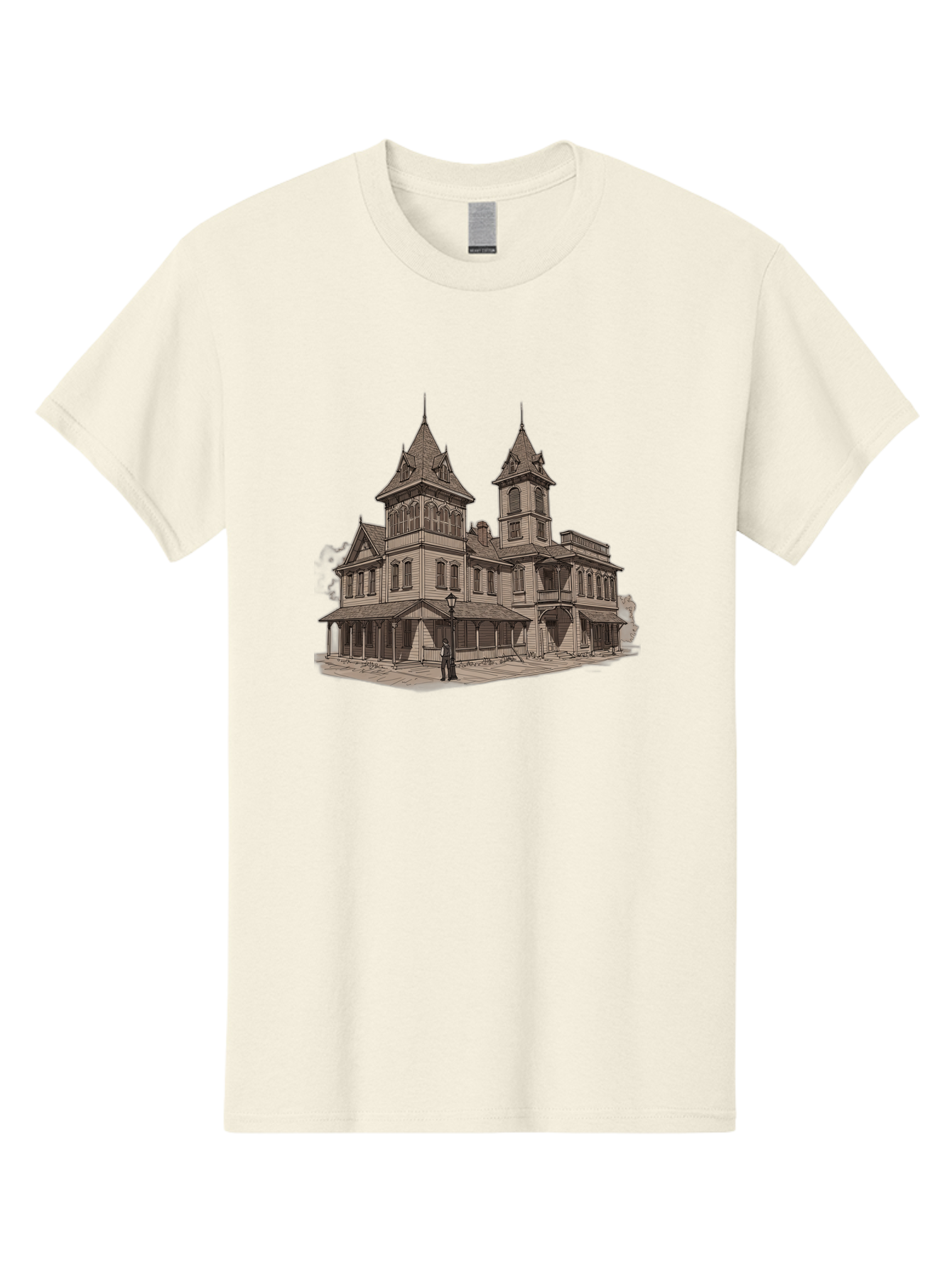 Large-Victorian-Style-Mansion Men'S Graphic Tee, 100% Cotton, Comfortable Casual Summer Wear, Machine Washable, Vintage Camera, Old Camera, Antique Camera, Black Camera, Classic Photography, Photography Equipment, Nostalgic Device, Bag681