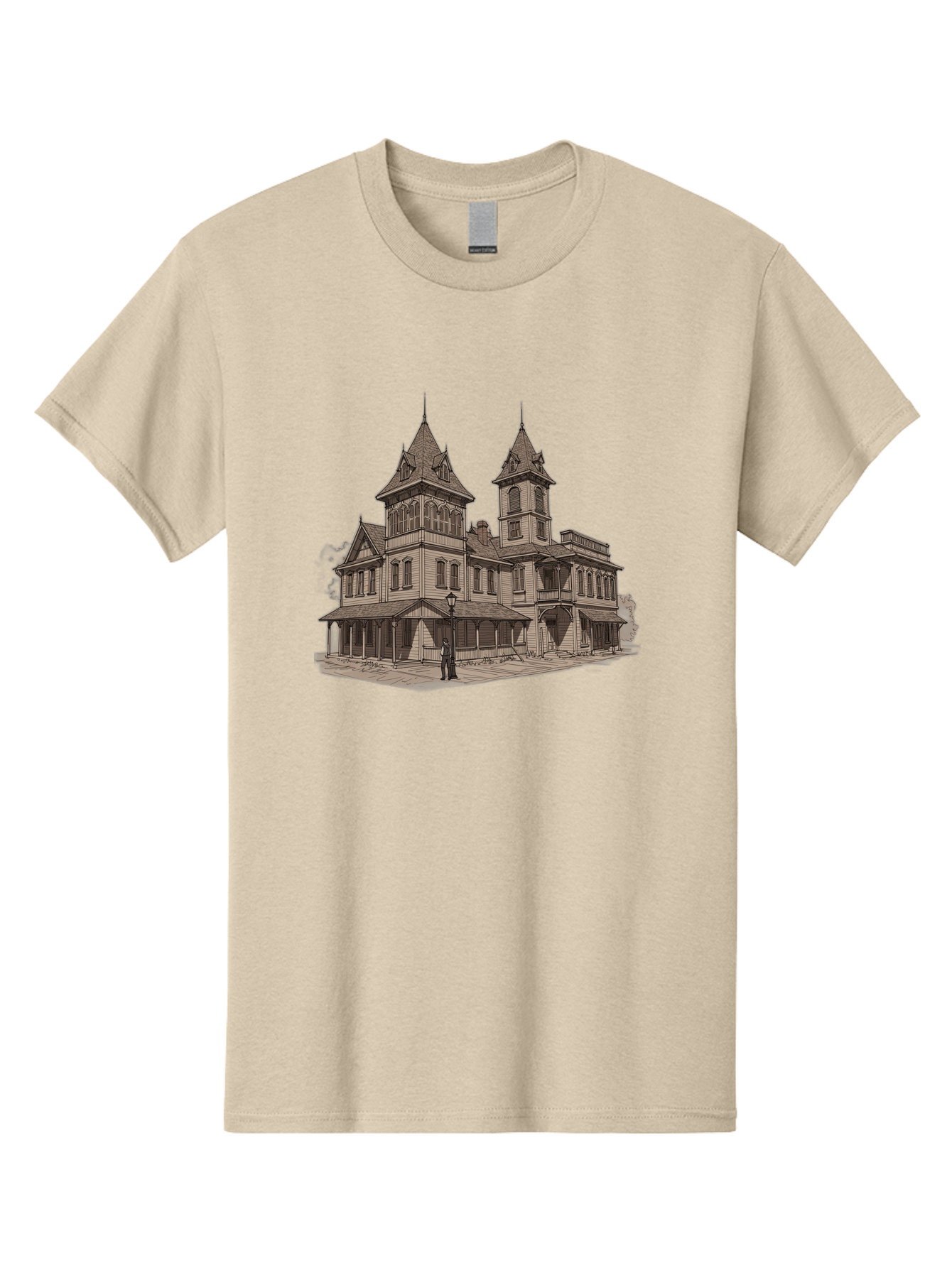 Large-Victorian-Style-Mansion Men'S Graphic Tee, 100% Cotton, Comfortable Casual Summer Wear, Machine Washable, Vintage Camera, Old Camera, Antique Camera, Black Camera, Classic Photography, Photography Equipment, Nostalgic Device, Bag681