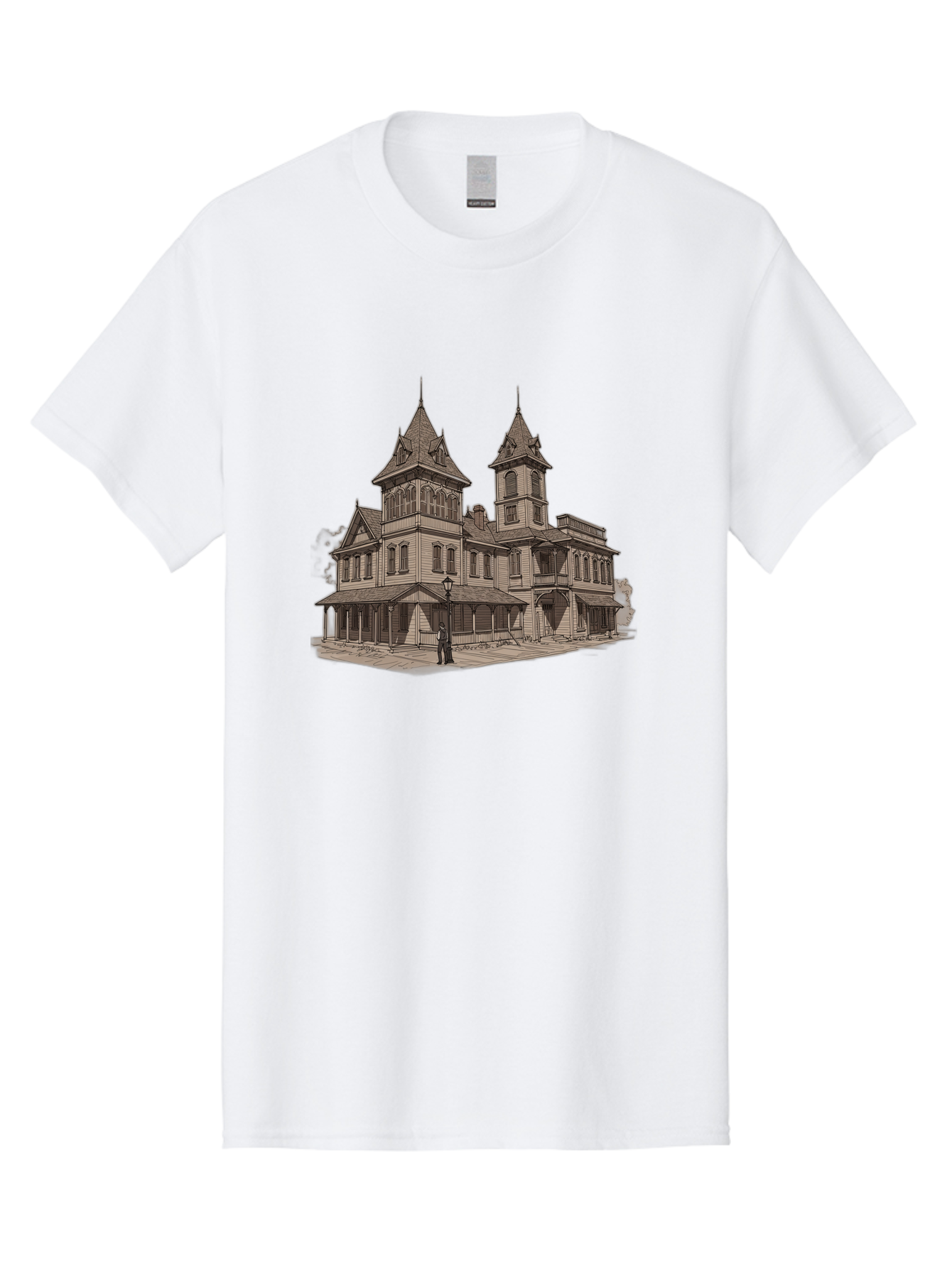 Large-Victorian-Style-Mansion Men'S Graphic Tee, 100% Cotton, Comfortable Casual Summer Wear, Machine Washable, Vintage Camera, Old Camera, Antique Camera, Black Camera, Classic Photography, Photography Equipment, Nostalgic Device, Bag681