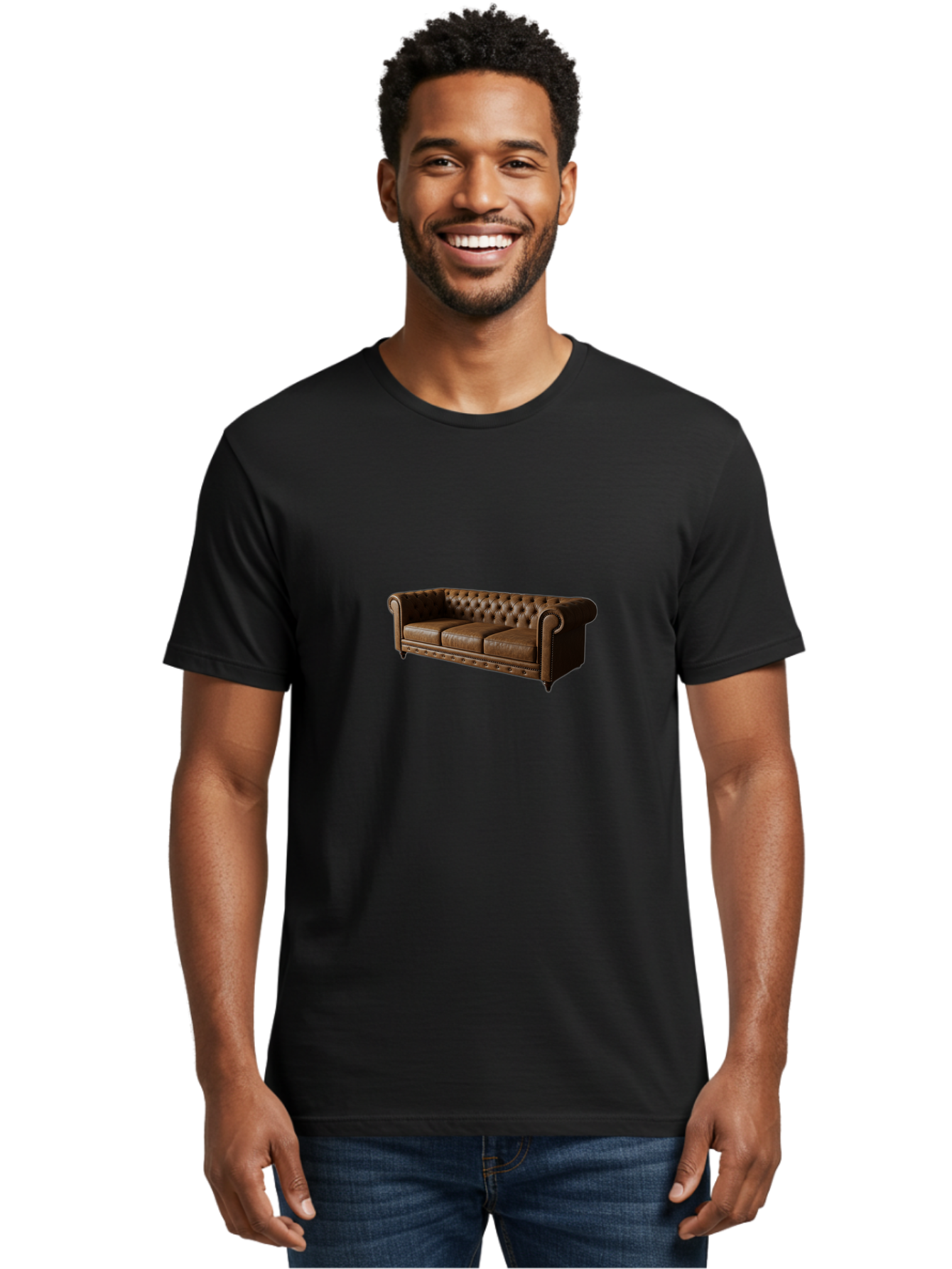 Leather-Chesterfield-Sofa Men'S Graphic Tee, 100% Cotton, Comfortable Casual Summer Wear, Machine Washable, Vintage Camera, Old Camera, Antique Camera, Black Camera, Classic Photography, Photography Equipment, Nostalgic Device, Film Camera, Bag686