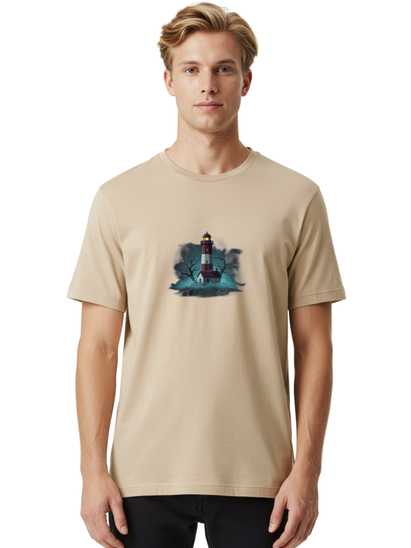 Lighthouse-1 Men'S Graphic Tee, 100% Cotton, Comfortable Casual Summer Wear, Machine Washable, Vintage Camera, Old Camera, Antique Camera, Black Camera, Classic Photography, Photography Equipment, Nostalgic Device, Film Camera, Camera Art Bag698