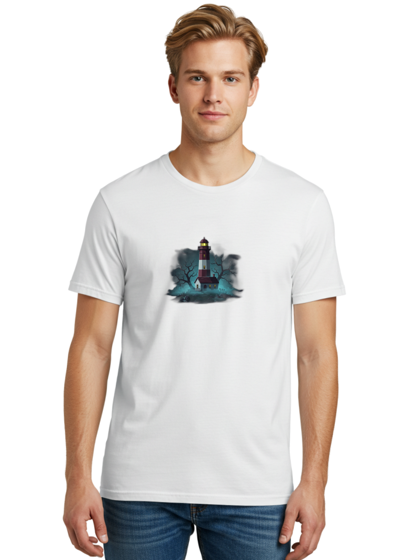 Lighthouse-1 Men'S Graphic Tee, 100% Cotton, Comfortable Casual Summer Wear, Machine Washable, Vintage Camera, Old Camera, Antique Camera, Black Camera, Classic Photography, Photography Equipment, Nostalgic Device, Film Camera, Camera Art Bag698