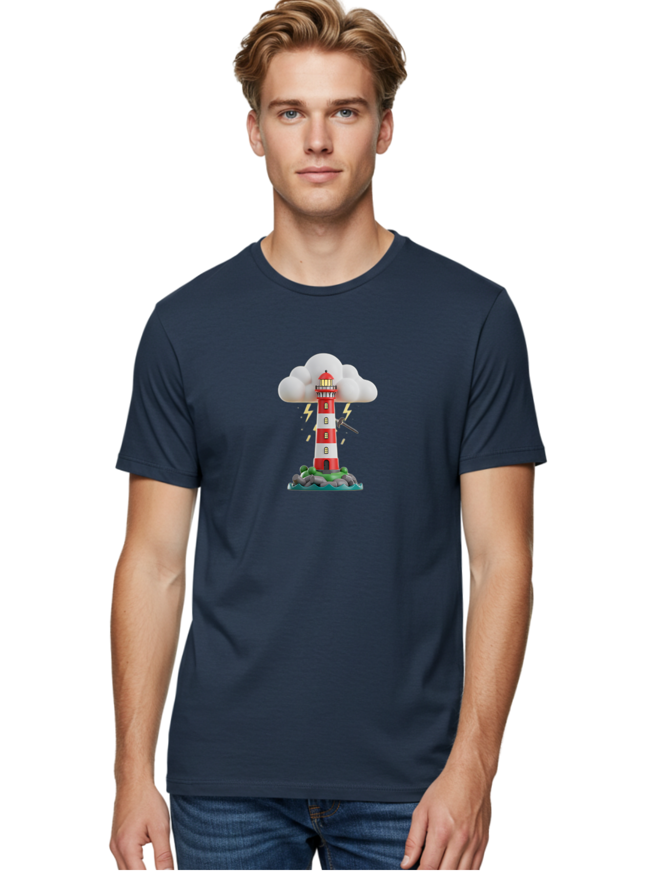 Lighthouse-10 Men'S Graphic Tee, 100% Cotton, Comfortable Casual Summer Wear, Machine Washable, Vintage Camera, Old Camera, Antique Camera, Black Camera, Classic Photography, Photography Equipment, Nostalgic Device, Film Camera, Camera Art Bag699