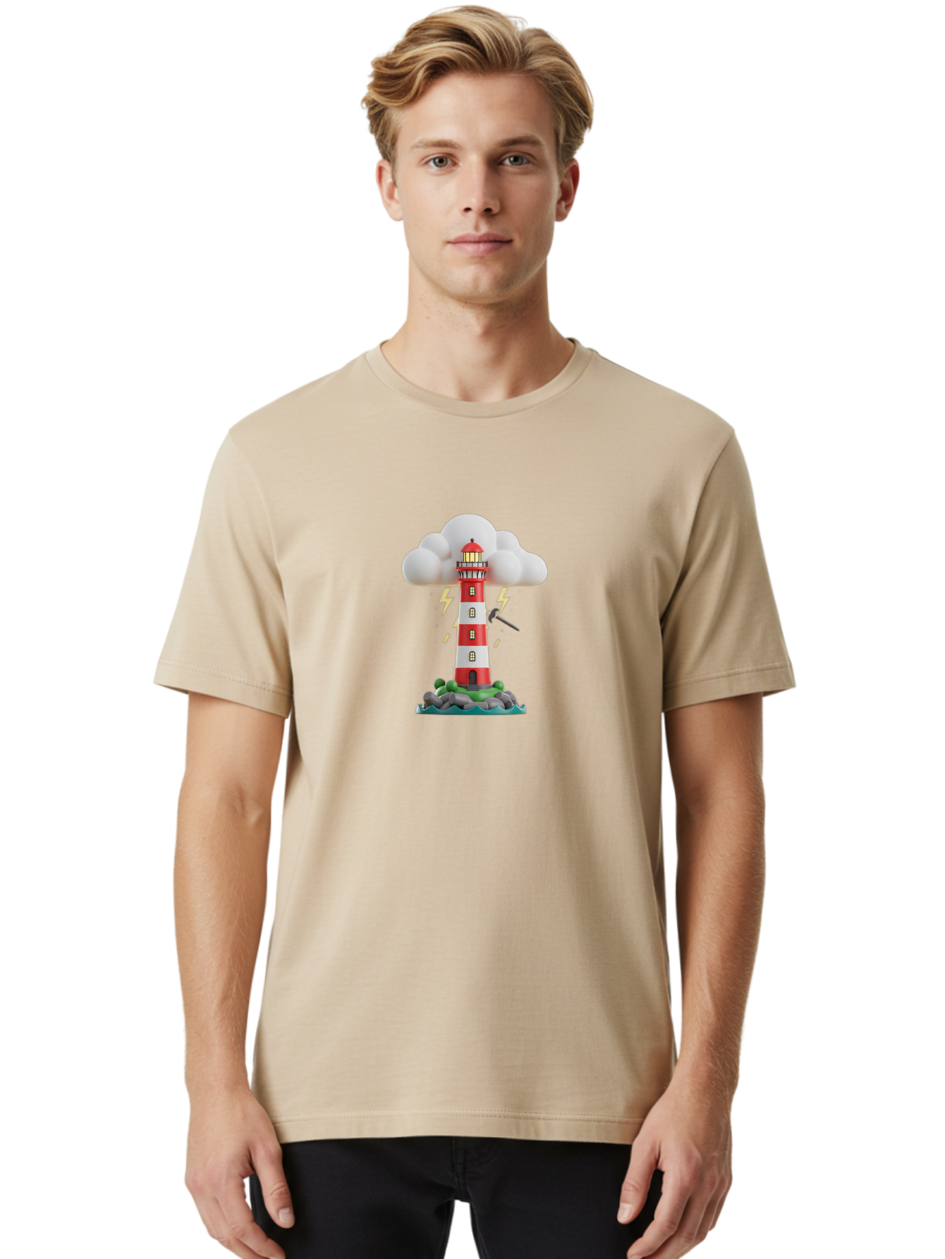 Lighthouse-10 Men'S Graphic Tee, 100% Cotton, Comfortable Casual Summer Wear, Machine Washable, Vintage Camera, Old Camera, Antique Camera, Black Camera, Classic Photography, Photography Equipment, Nostalgic Device, Film Camera, Camera Art Bag699