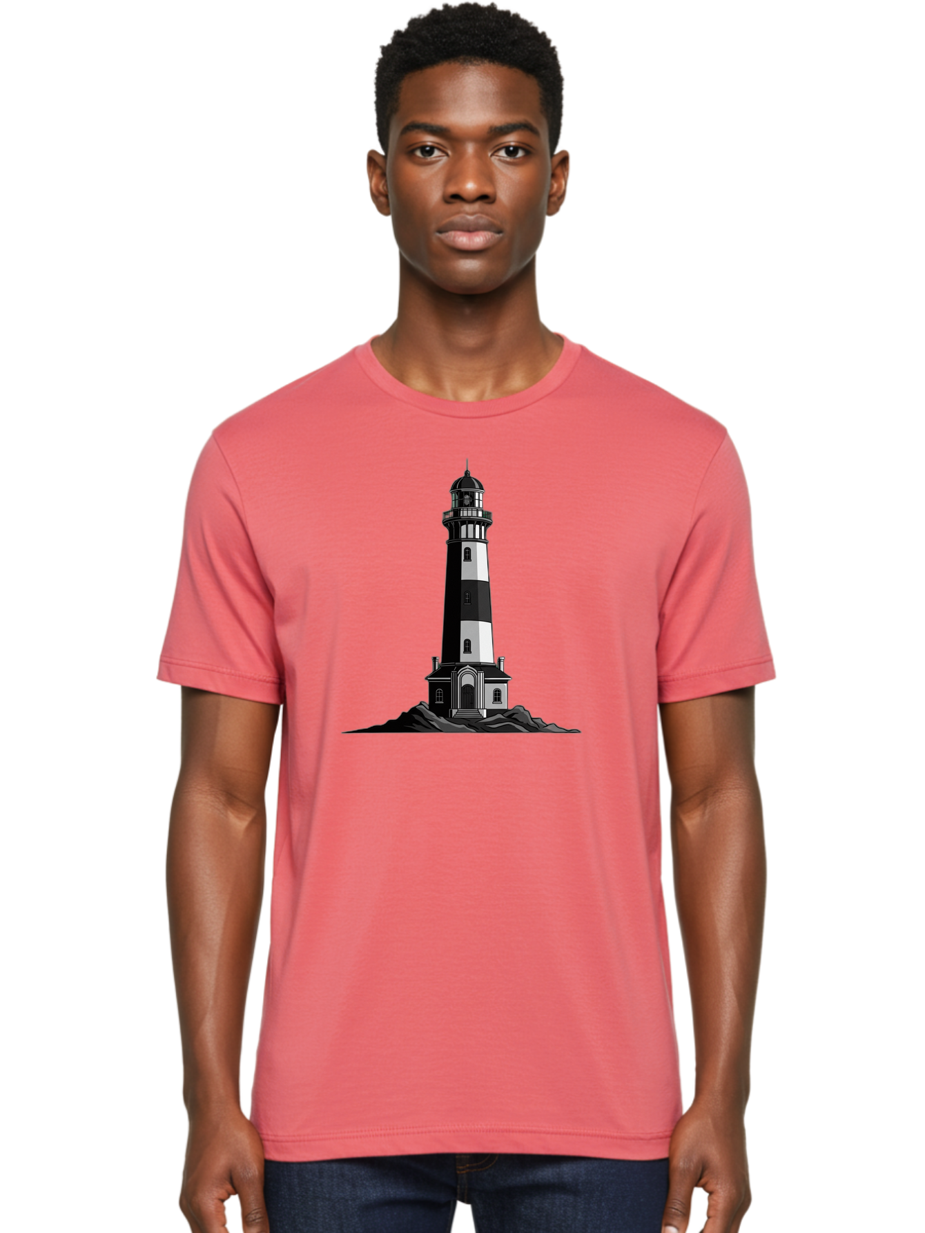 Lighthouse-11 Men'S Graphic Tee, 100% Cotton, Comfortable Casual Summer Wear, Machine Washable, Vintage Camera, Old Camera, Antique Camera, Black Camera, Classic Photography, Photography Equipment, Nostalgic Device, Film Camera, Camera Art Bag700