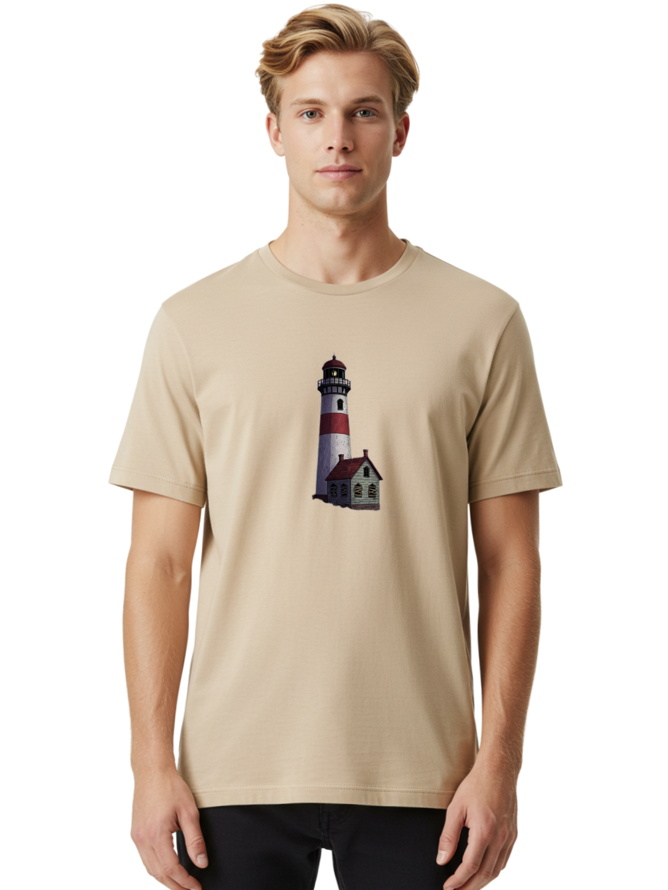 Lighthouse-12 Men'S Graphic Tee, 100% Cotton, Comfortable Casual Summer Wear, Machine Washable, Vintage Camera, Old Camera, Antique Camera, Black Camera, Classic Photography, Photography Equipment, Nostalgic Device, Film Camera, Camera Art Bag701