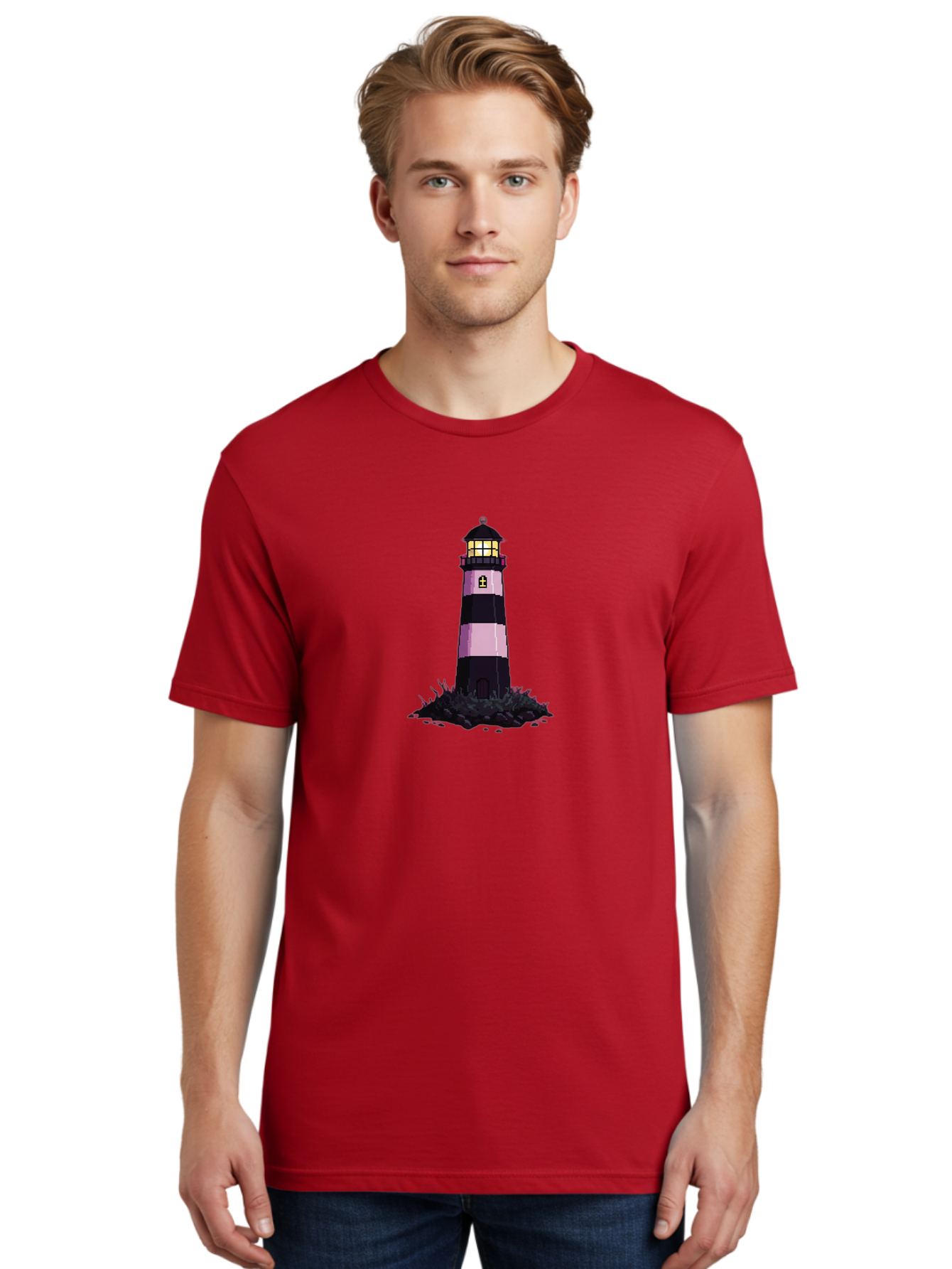 Lighthouse-13 Men'S Graphic Tee, 100% Cotton, Comfortable Casual Summer Wear, Machine Washable, Vintage Camera, Old Camera, Antique Camera, Black Camera, Classic Photography, Photography Equipment, Nostalgic Device, Film Camera, Camera Art Bag702