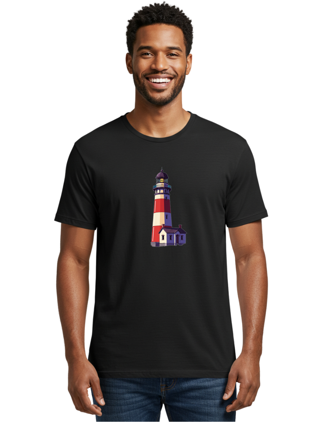 Lighthouse-15 Men'S Graphic Tee, 100% Cotton, Comfortable Casual Summer Wear, Machine Washable, Vintage Camera, Old Camera, Antique Camera, Black Camera, Classic Photography, Photography Equipment, Nostalgic Device, Film Camera, Camera Art Bag704