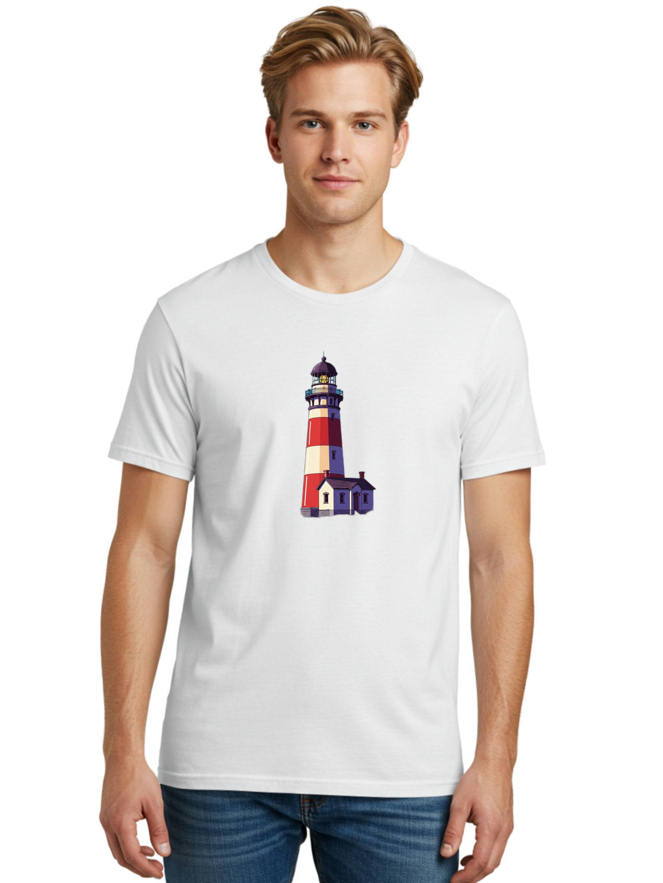 Lighthouse-15 Men'S Graphic Tee, 100% Cotton, Comfortable Casual Summer Wear, Machine Washable, Vintage Camera, Old Camera, Antique Camera, Black Camera, Classic Photography, Photography Equipment, Nostalgic Device, Film Camera, Camera Art Bag704