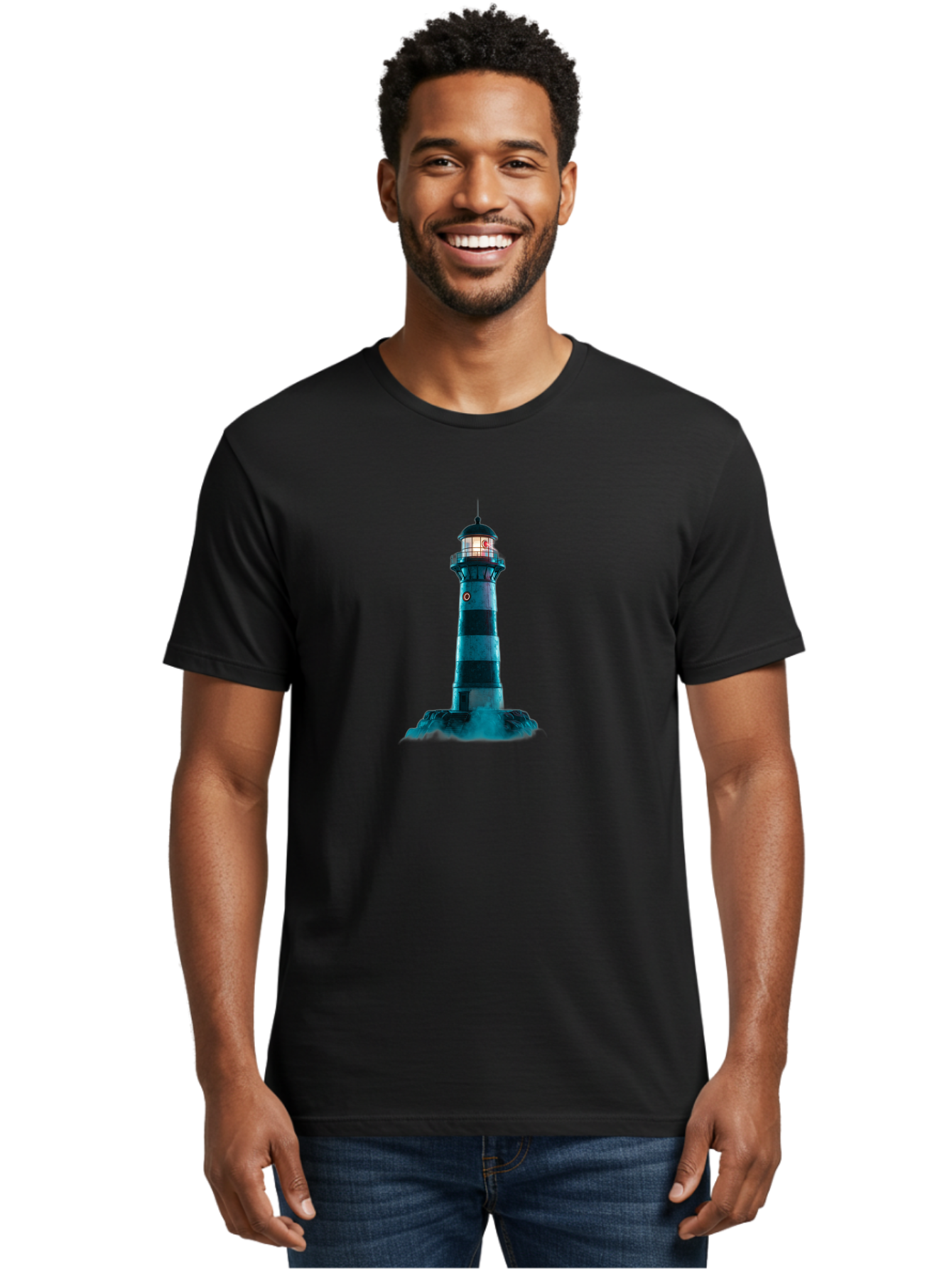 Lighthouse-16 Men'S Graphic Tee, 100% Cotton, Comfortable Casual Summer Wear, Machine Washable, Vintage Camera, Old Camera, Antique Camera, Black Camera, Classic Photography, Photography Equipment, Nostalgic Device, Film Camera, Camera Art Bag705