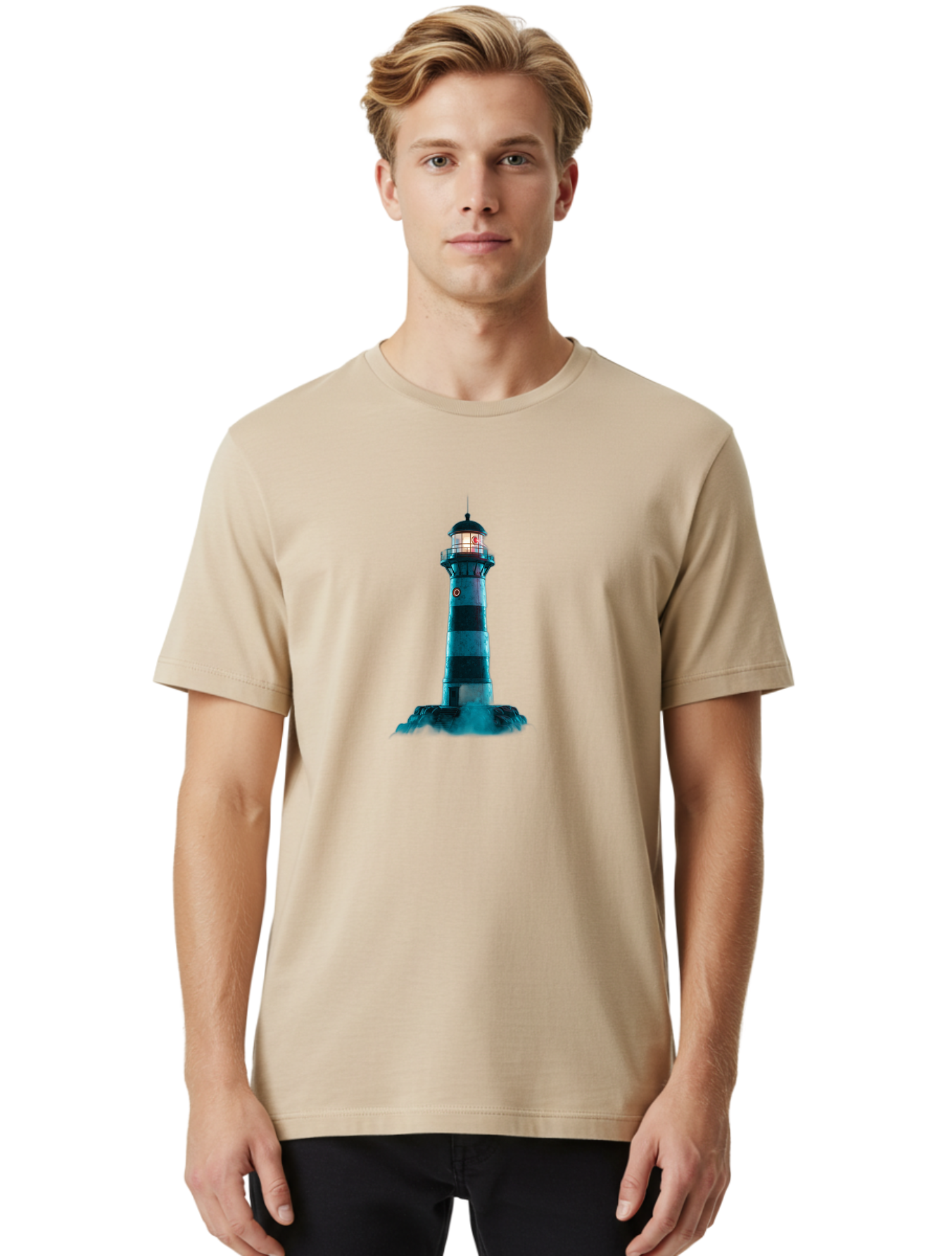 Lighthouse-16 Men'S Graphic Tee, 100% Cotton, Comfortable Casual Summer Wear, Machine Washable, Vintage Camera, Old Camera, Antique Camera, Black Camera, Classic Photography, Photography Equipment, Nostalgic Device, Film Camera, Camera Art Bag705