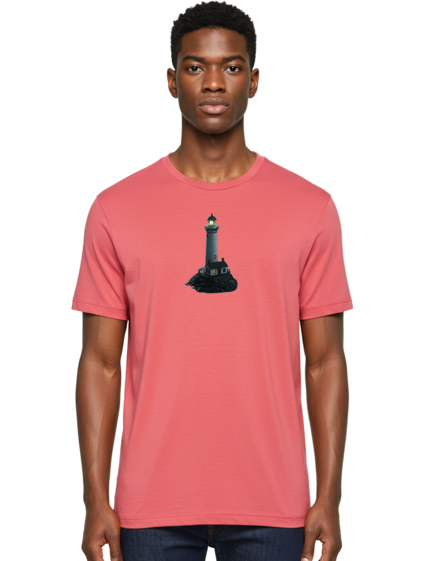 Lighthouse-2 Men'S Graphic Tee, 100% Cotton, Comfortable Casual Summer Wear, Machine Washable, Vintage Camera, Old Camera, Antique Camera, Black Camera, Classic Photography, Photography Equipment, Nostalgic Device, Film Camera, Camera Art Bag706