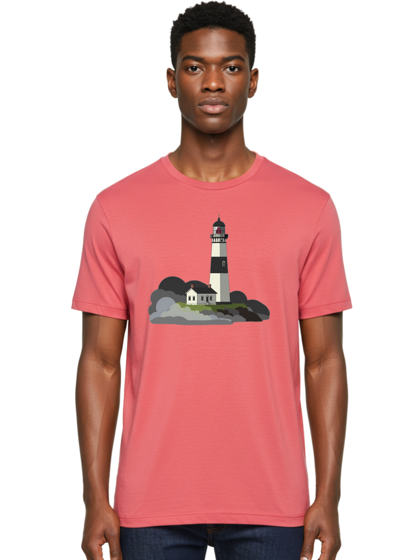 Lighthouse-3 Men'S Graphic Tee, 100% Cotton, Comfortable Casual Summer Wear, Machine Washable, Vintage Camera, Old Camera, Antique Camera, Black Camera, Classic Photography, Photography Equipment, Nostalgic Device, Film Camera, Camera Art Bag707