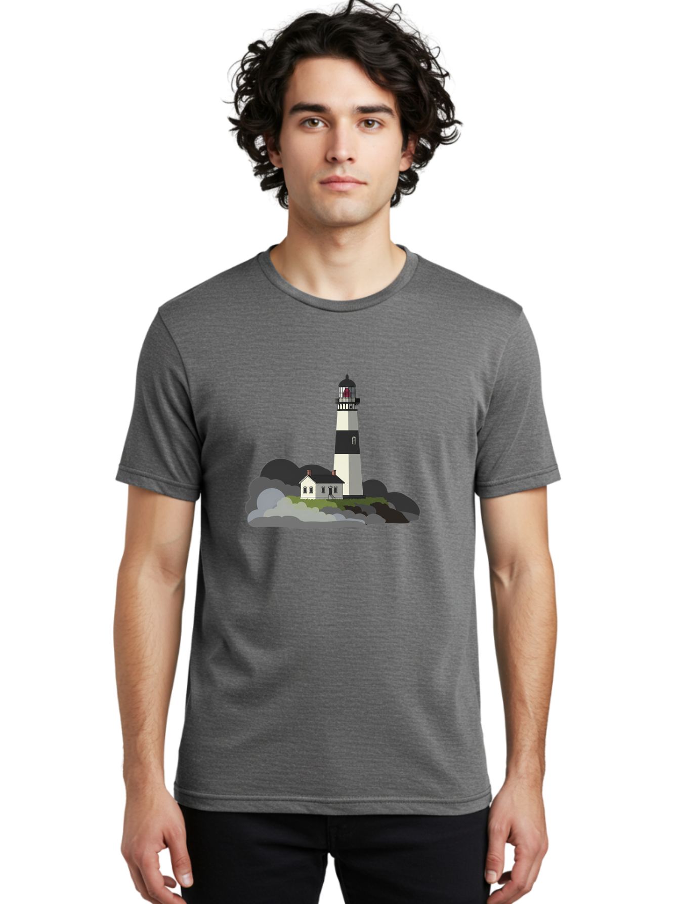 Lighthouse-3 Men'S Graphic Tee, 100% Cotton, Comfortable Casual Summer Wear, Machine Washable, Vintage Camera, Old Camera, Antique Camera, Black Camera, Classic Photography, Photography Equipment, Nostalgic Device, Film Camera, Camera Art Bag707