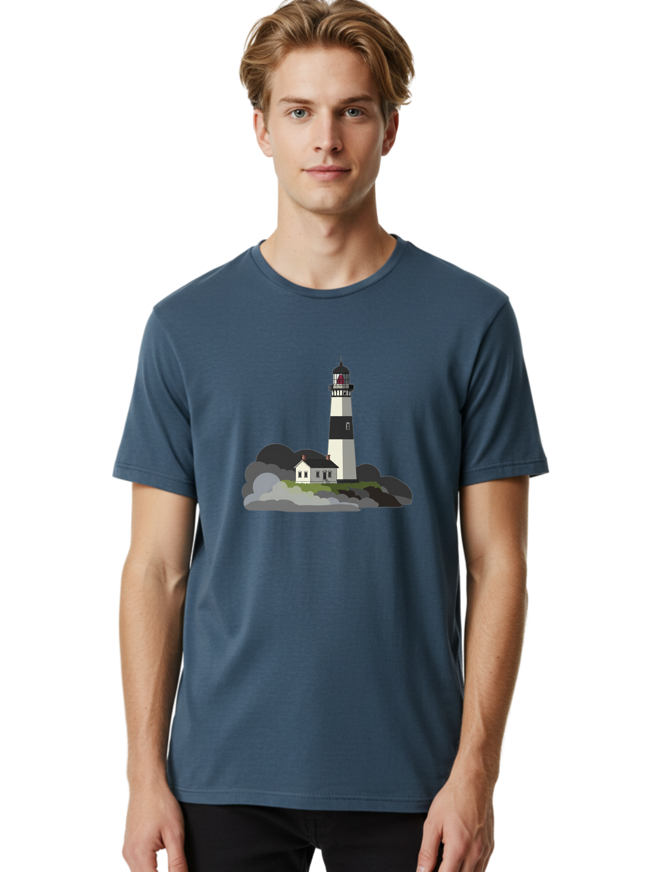 Lighthouse-3 Men'S Graphic Tee, 100% Cotton, Comfortable Casual Summer Wear, Machine Washable, Vintage Camera, Old Camera, Antique Camera, Black Camera, Classic Photography, Photography Equipment, Nostalgic Device, Film Camera, Camera Art Bag707