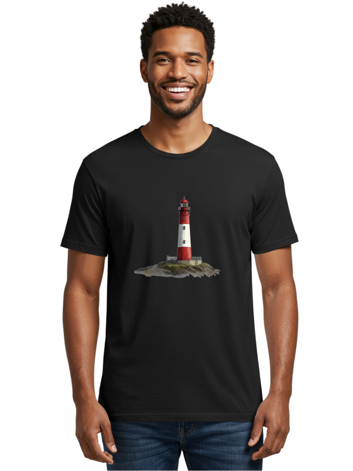 Lighthouse-4 Men'S Graphic Tee, 100% Cotton, Comfortable Casual Summer Wear, Machine Washable, Vintage Camera, Old Camera, Antique Camera, Black Camera, Classic Photography, Photography Equipment, Nostalgic Device, Film Camera, Camera Art Bag708