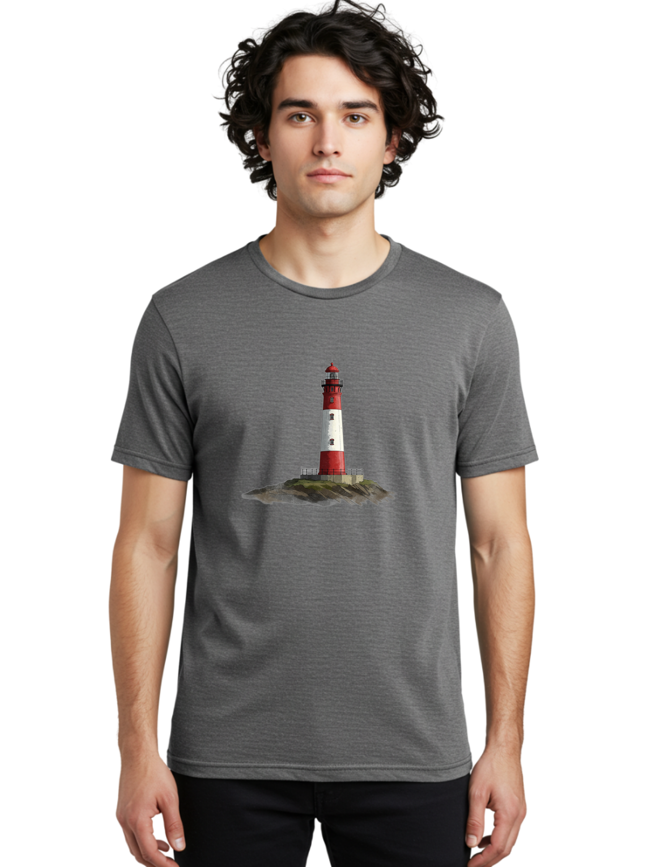 Lighthouse-4 Men'S Graphic Tee, 100% Cotton, Comfortable Casual Summer Wear, Machine Washable, Vintage Camera, Old Camera, Antique Camera, Black Camera, Classic Photography, Photography Equipment, Nostalgic Device, Film Camera, Camera Art Bag708