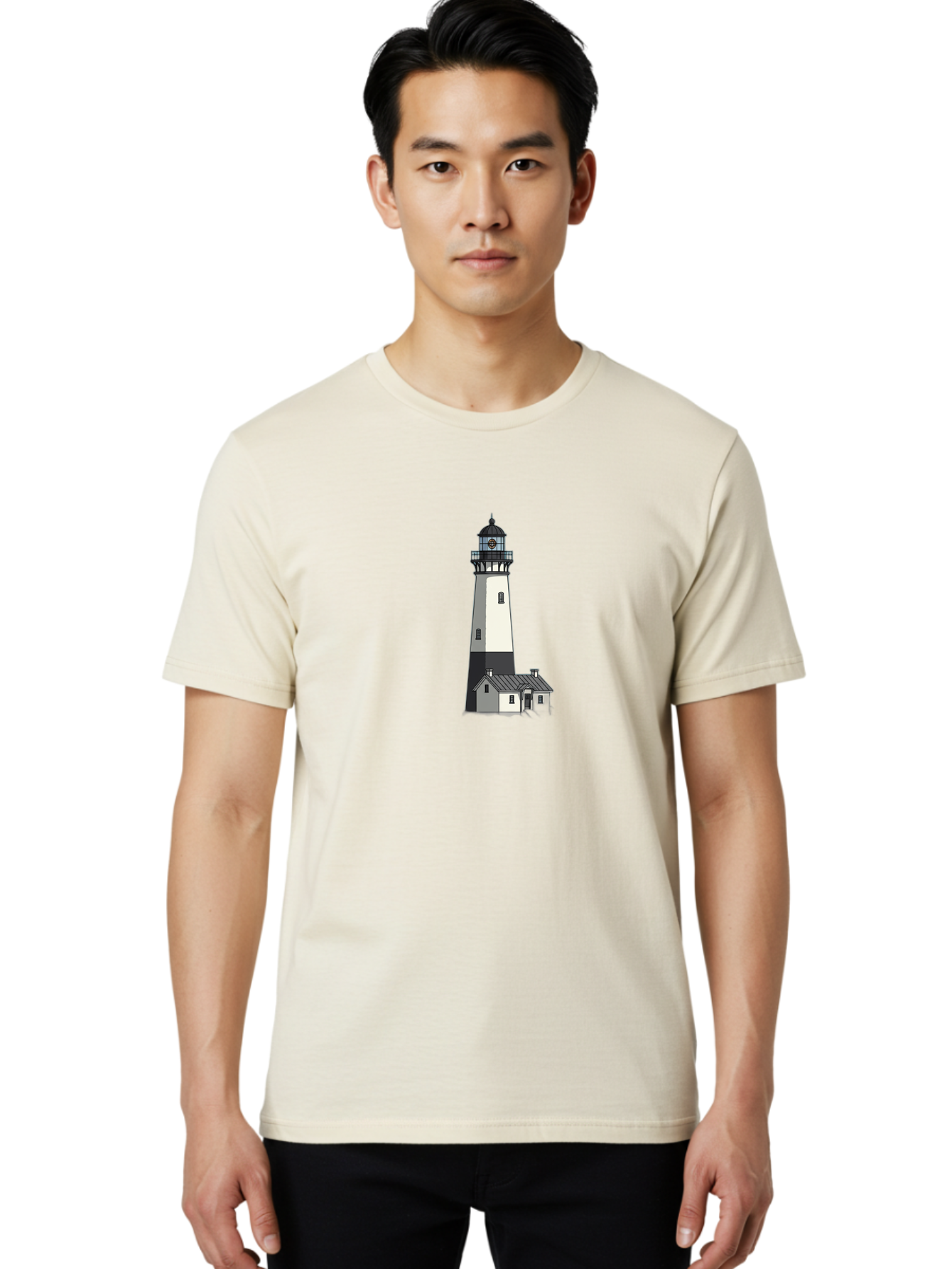 Lighthouse-9 Men'S Graphic Tee, 100% Cotton, Comfortable Casual Summer Wear, Machine Washable, Vintage Camera, Old Camera, Antique Camera, Black Camera, Classic Photography, Photography Equipment, Nostalgic Device, Film Camera, Camera Art Bag713