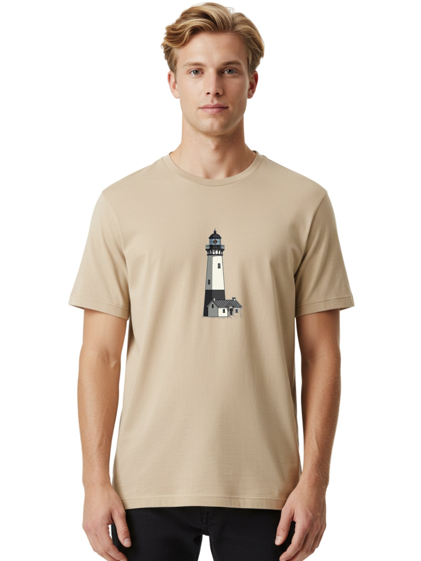 Lighthouse-9 Men'S Graphic Tee, 100% Cotton, Comfortable Casual Summer Wear, Machine Washable, Vintage Camera, Old Camera, Antique Camera, Black Camera, Classic Photography, Photography Equipment, Nostalgic Device, Film Camera, Camera Art Bag713