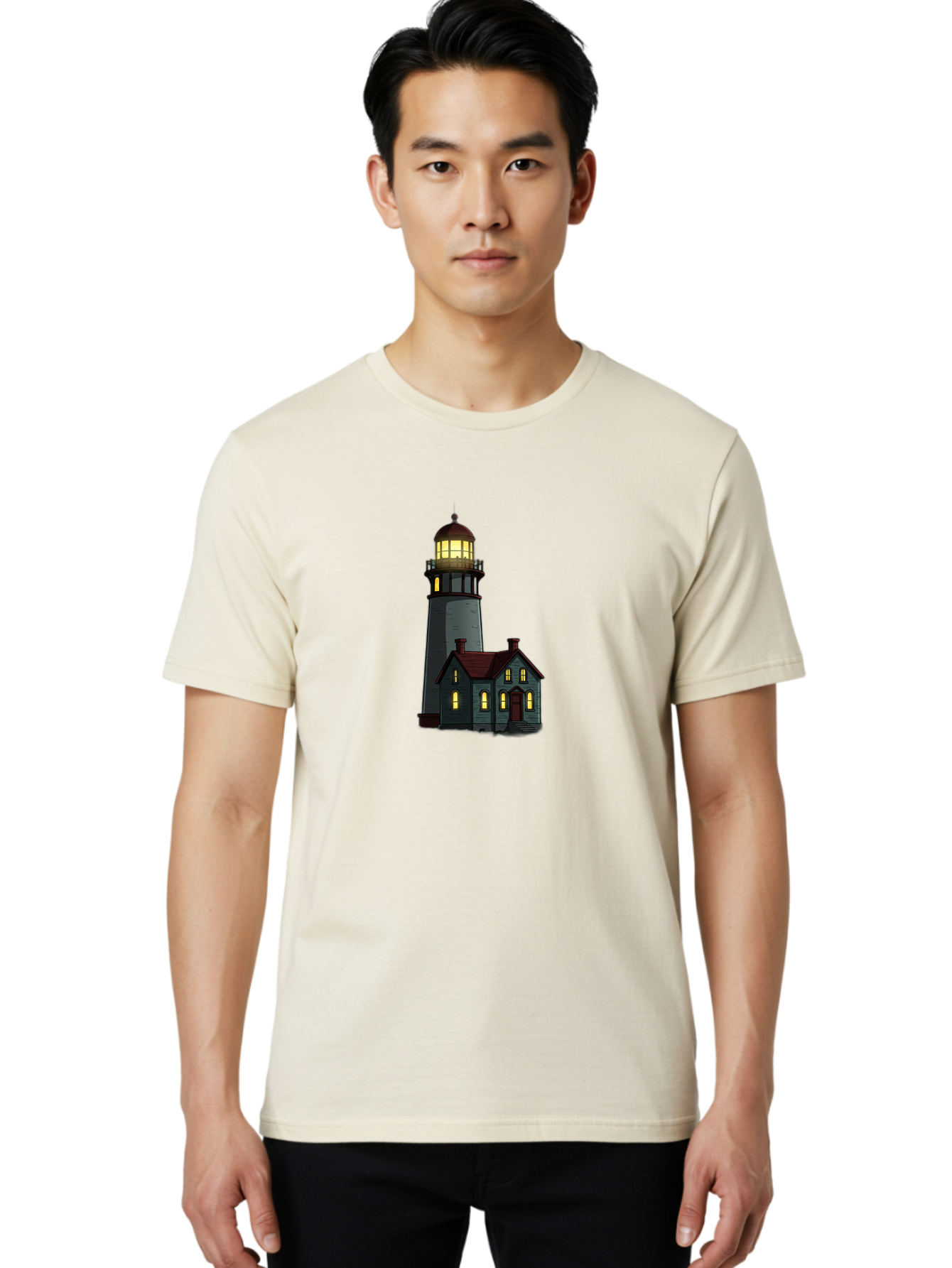 Lighthouse-And-House Men'S Graphic Tee, 100% Cotton, Comfortable Casual Summer Wear, Machine Washable, Vintage Camera, Old Camera, Antique Camera, Black Camera, Classic Photography, Photography Equipment, Nostalgic Device, Film Camera, Bag714