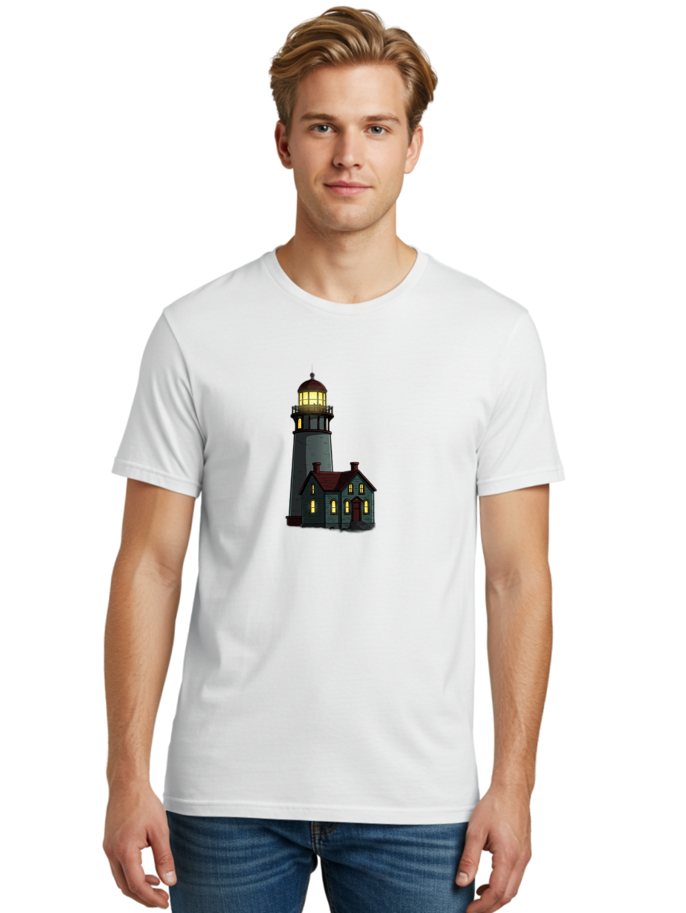 Lighthouse-And-House Men'S Graphic Tee, 100% Cotton, Comfortable Casual Summer Wear, Machine Washable, Vintage Camera, Old Camera, Antique Camera, Black Camera, Classic Photography, Photography Equipment, Nostalgic Device, Film Camera, Bag714