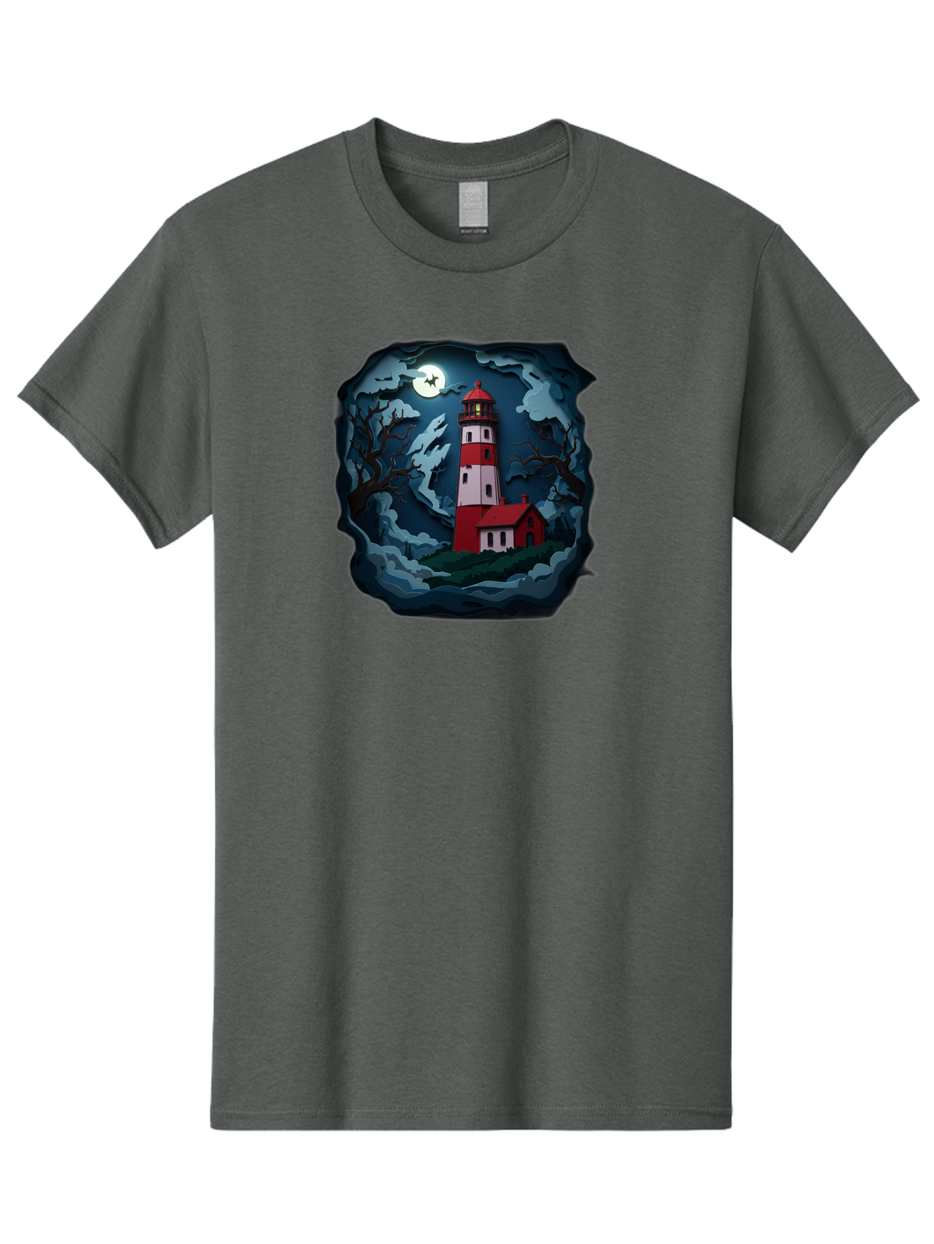 Lighthouse-At-Night Men'S Graphic Tee, 100% Cotton, Comfortable Casual Summer Wear, Machine Washable, Vintage Camera, Old Camera, Antique Camera, Black Camera, Classic Photography, Photography Equipment, Nostalgic Device, Film Camera, Bag715
