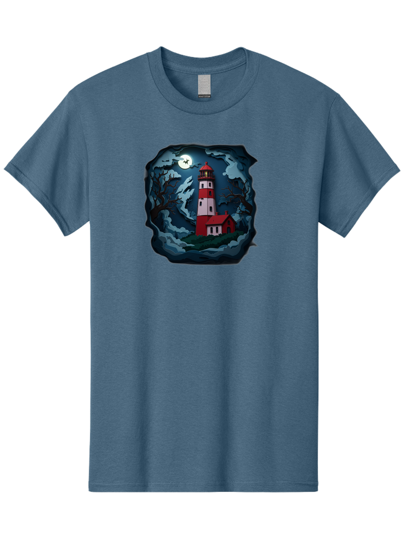 Lighthouse-At-Night Men'S Graphic Tee, 100% Cotton, Comfortable Casual Summer Wear, Machine Washable, Vintage Camera, Old Camera, Antique Camera, Black Camera, Classic Photography, Photography Equipment, Nostalgic Device, Film Camera, Bag715
