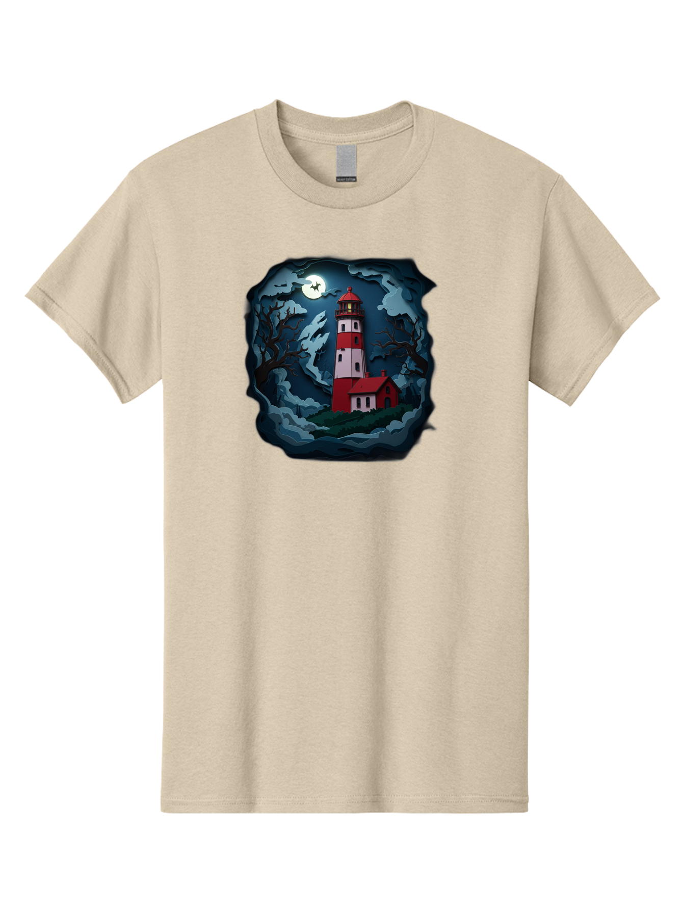 Lighthouse-At-Night Men'S Graphic Tee, 100% Cotton, Comfortable Casual Summer Wear, Machine Washable, Vintage Camera, Old Camera, Antique Camera, Black Camera, Classic Photography, Photography Equipment, Nostalgic Device, Film Camera, Bag715
