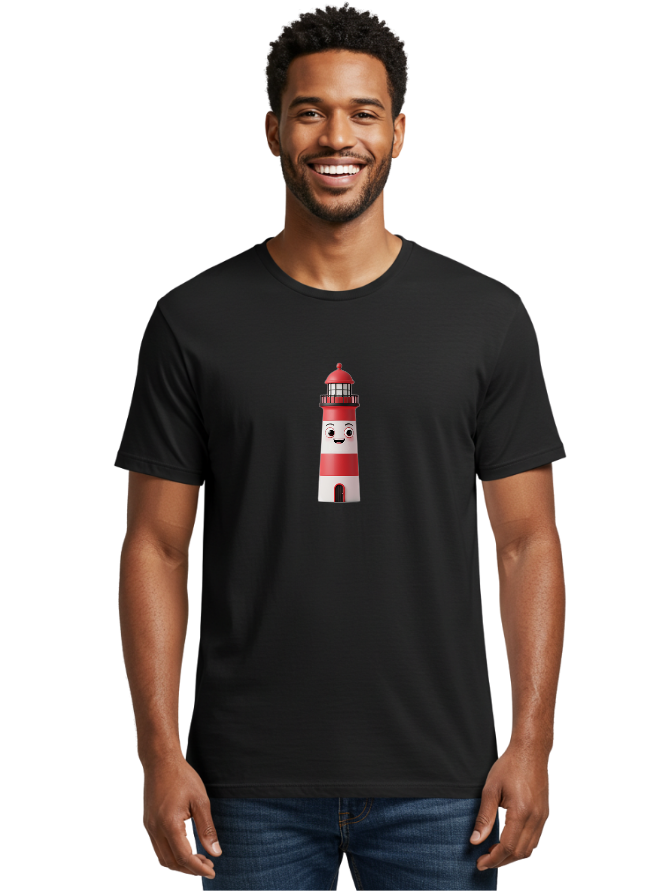 Lighthouse-Character Men'S Graphic Tee, 100% Cotton, Comfortable Casual Summer Wear, Machine Washable, Vintage Camera, Old Camera, Antique Camera, Black Camera, Classic Photography, Photography Equipment, Nostalgic Device, Film Camera, Bag716